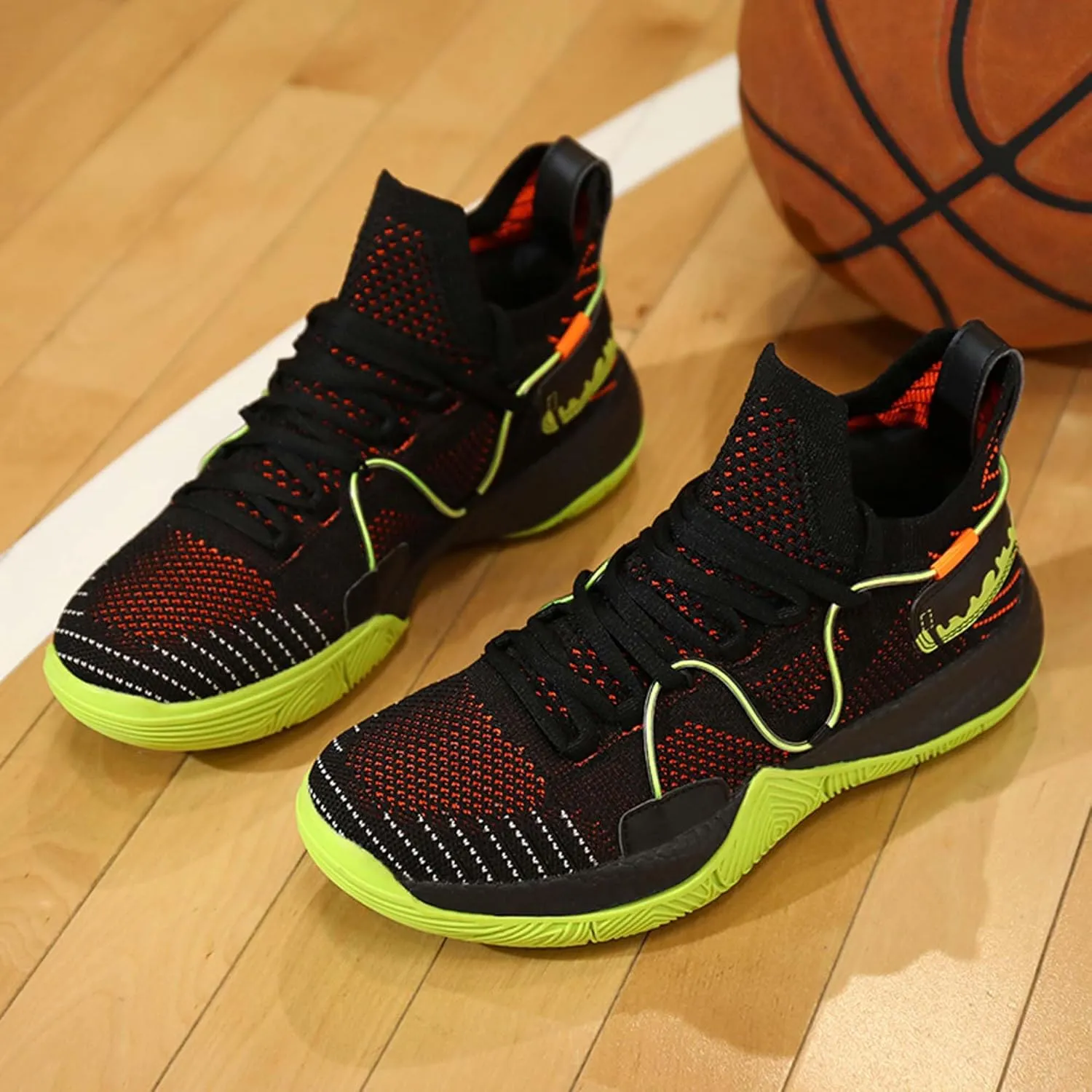 Mens And Womens mesh Fabric Breathable Basketball Sneakers Mid Top Lace Up Upper For Casual Sneakers Comfortable And Non Slip Baseball Sneakers Park Walking Shoes Badminton Volleyball Table Tennis