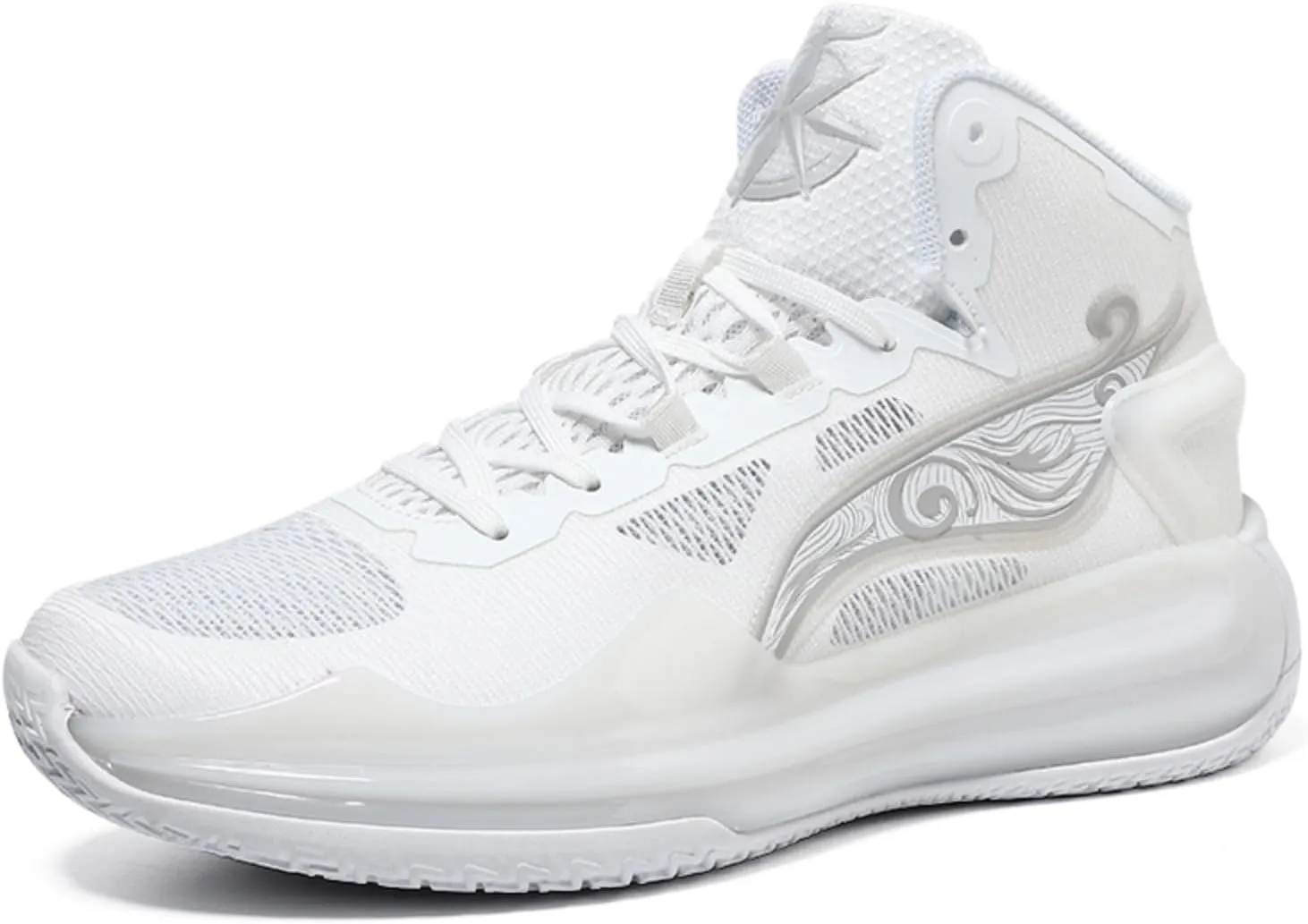 Mens Fashion Breathable Mesh High Top Lace Up Basketball Shoes Non Slip Lightweight Sport Sneakers for Walking Running Tennis Volleyball