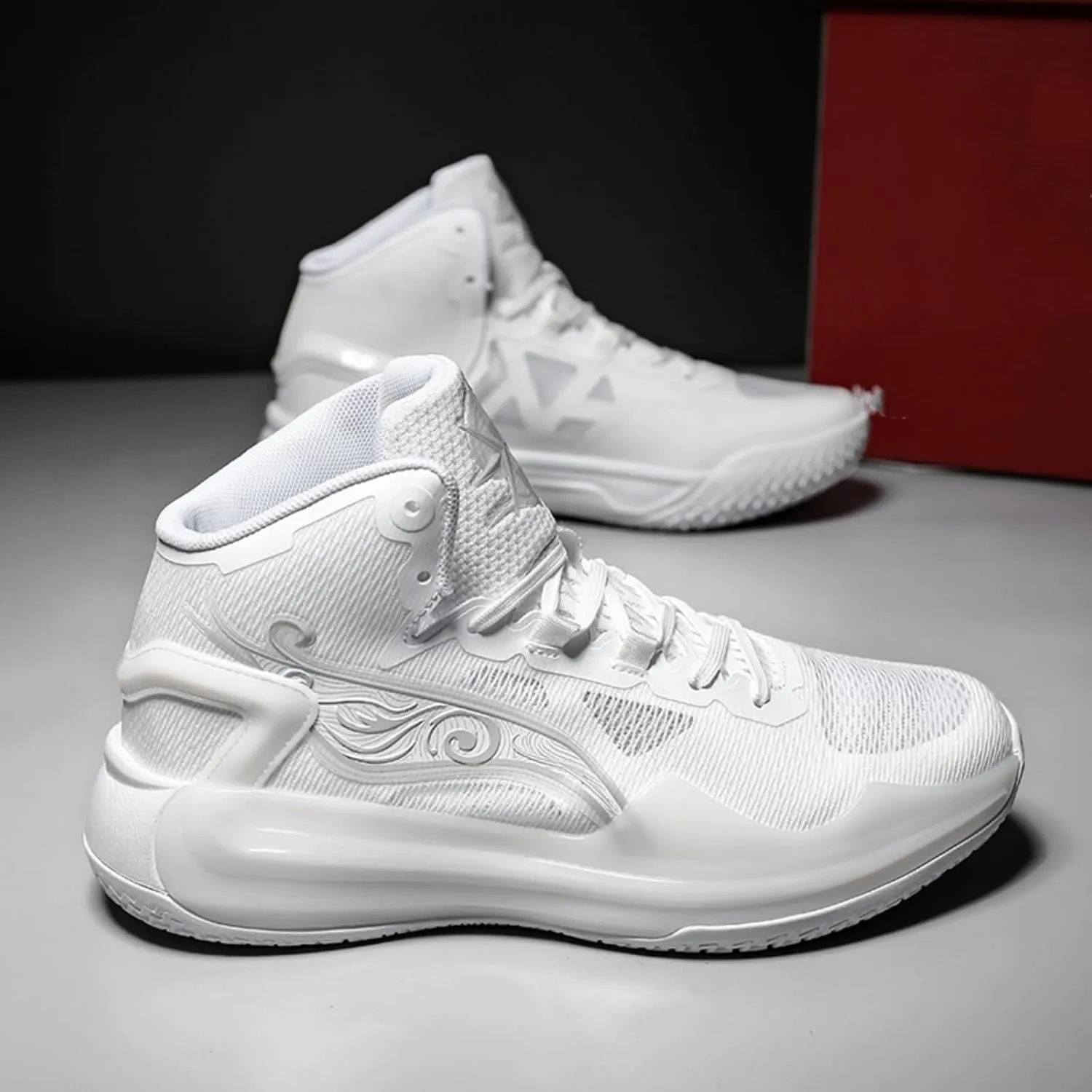 Mens Fashion Breathable Mesh High Top Lace Up Basketball Shoes Non Slip Lightweight Sport Sneakers for Walking Running Tennis Volleyball