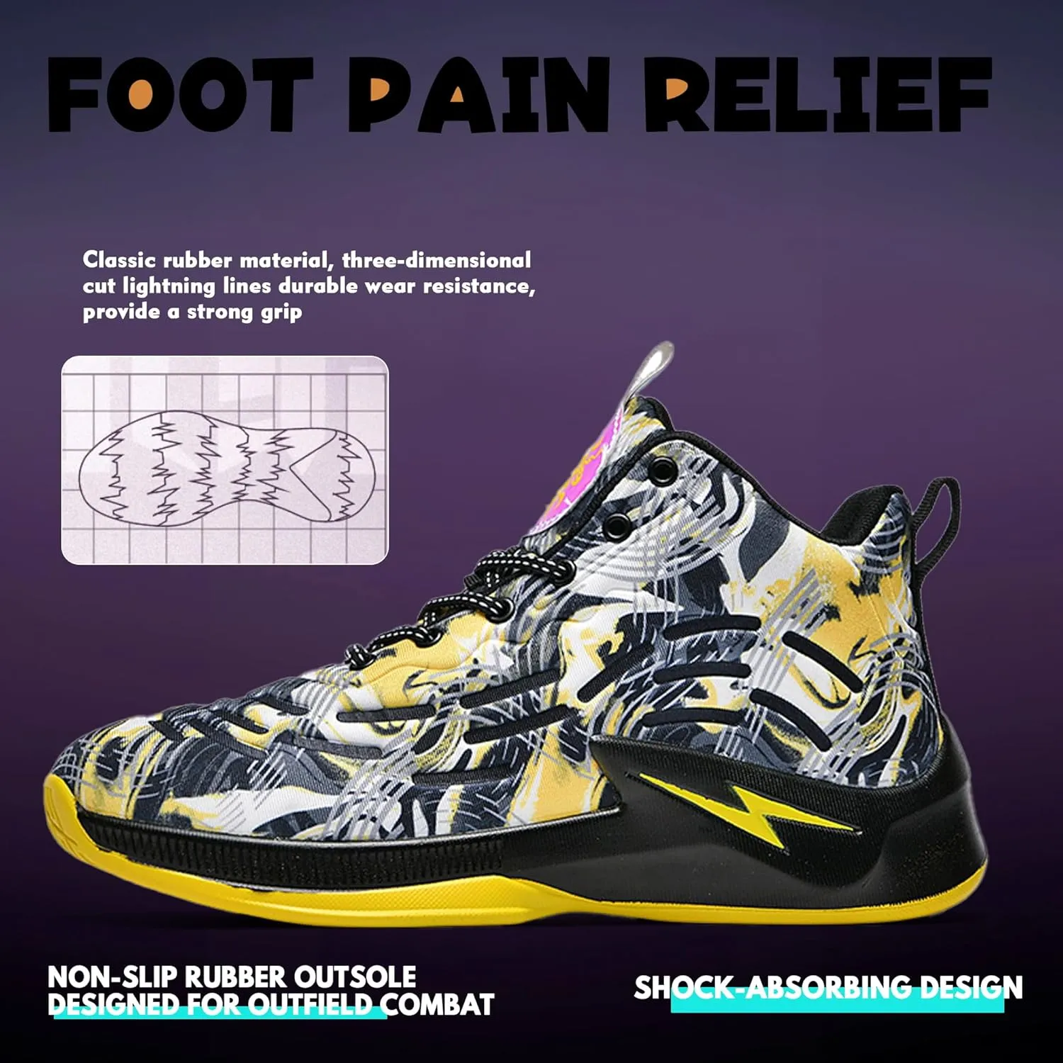 Men's High Top Basketball Shoes Lightweight Breathable Non Slip Gym Sneakers Suitable Training Sports