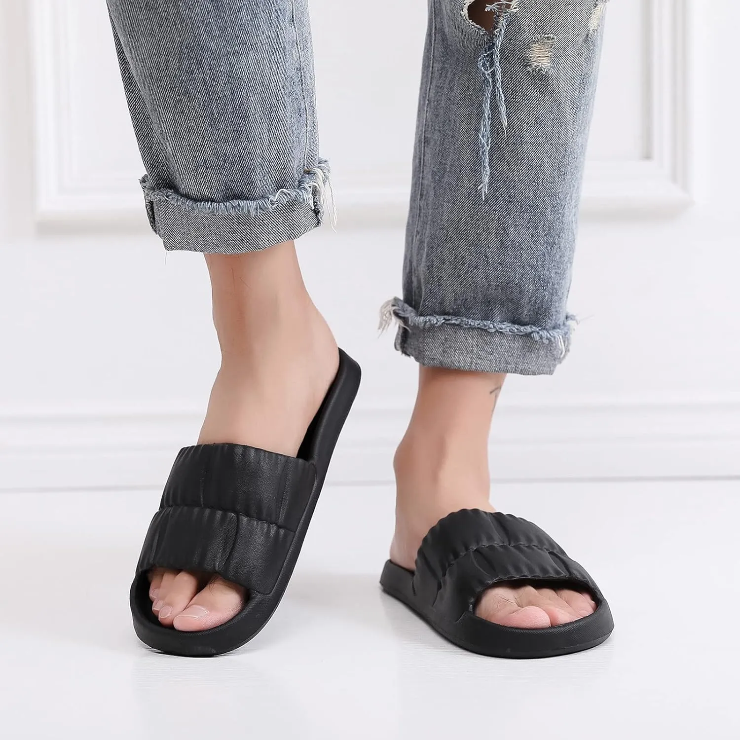 Mens Slides Slides for Women for Men Shower Shoes Women Bathroom Non Slip House Slippers