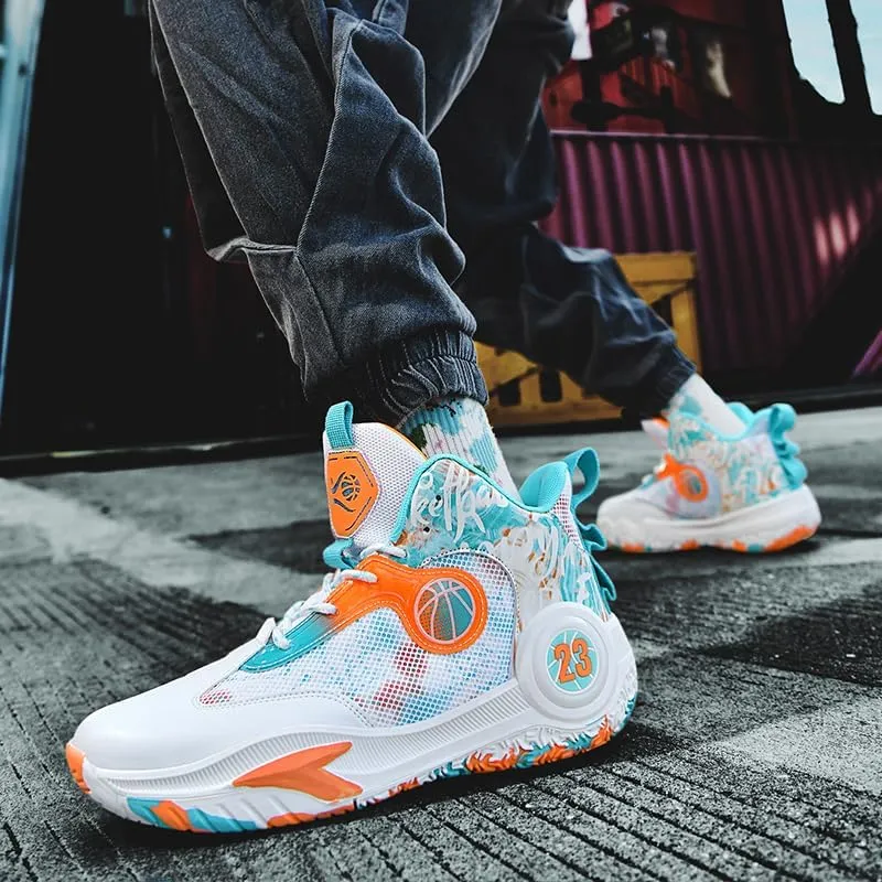 Men's Stylish Athletic Shoes High Upper Basketball Shoes Men Breathable Sports Shoes Anti Slip High Top Mens Basketball Shoes Non Slip Outdoor