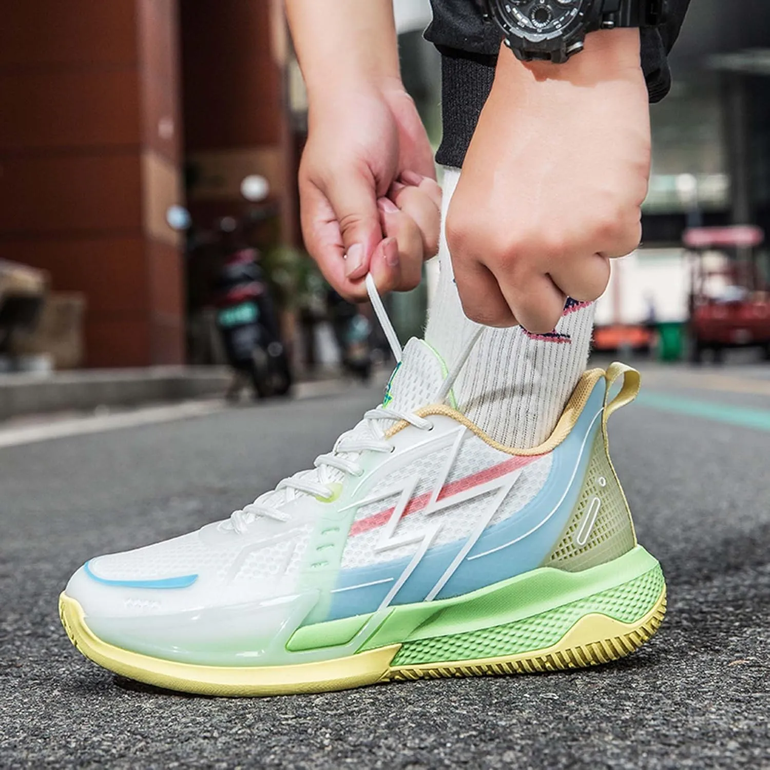 Middle School and Youth Basketball Shoes, Unisex Fashion Sports Basketball Shoes, Breathable Outdoor Cushioning Sports Shoes