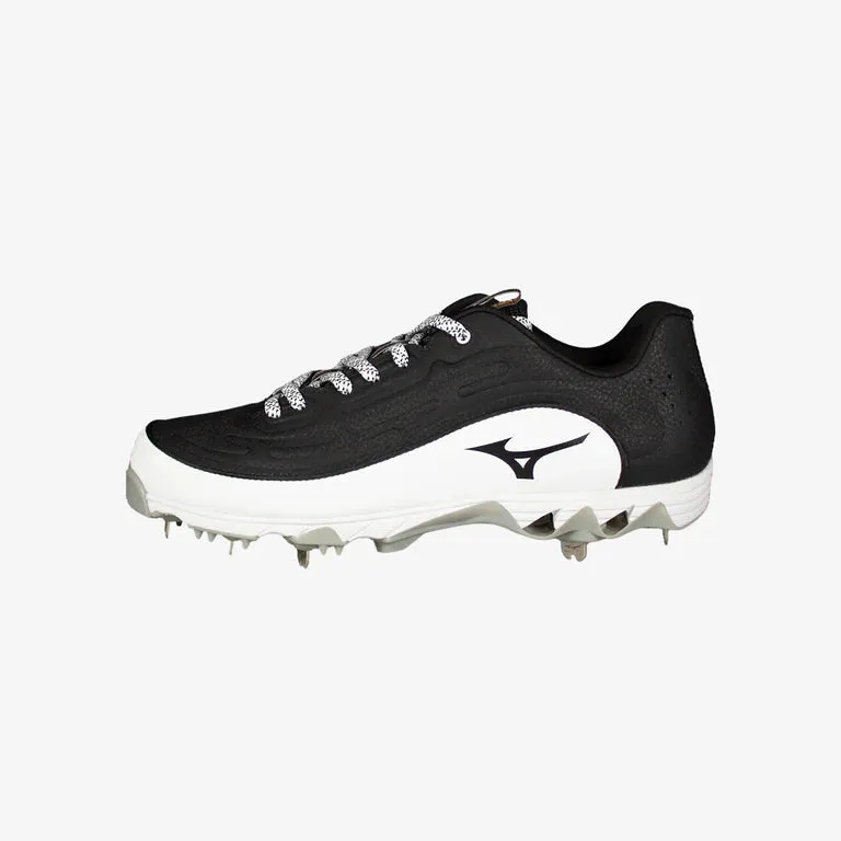 Mizuno 9-Spike Ambition 3 Metal Adult Baseball/Softball Cleat-Black/White-9
