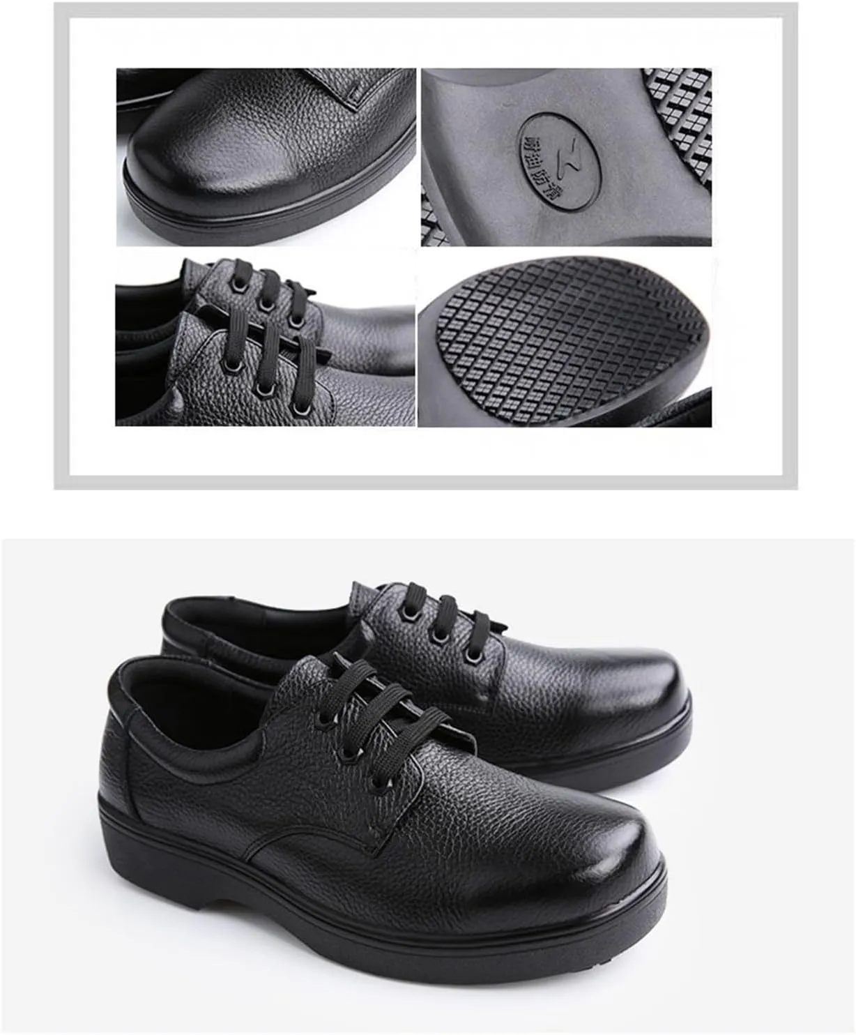 Non Slip Chef Shoes, Fashion Lace-Up Waterproof Oil Resistant Professional Kitchen Chef Work Shoe, Comfortable Leather Outdoor Service Walking Booties, for Garden Hospital Nursing Nurse