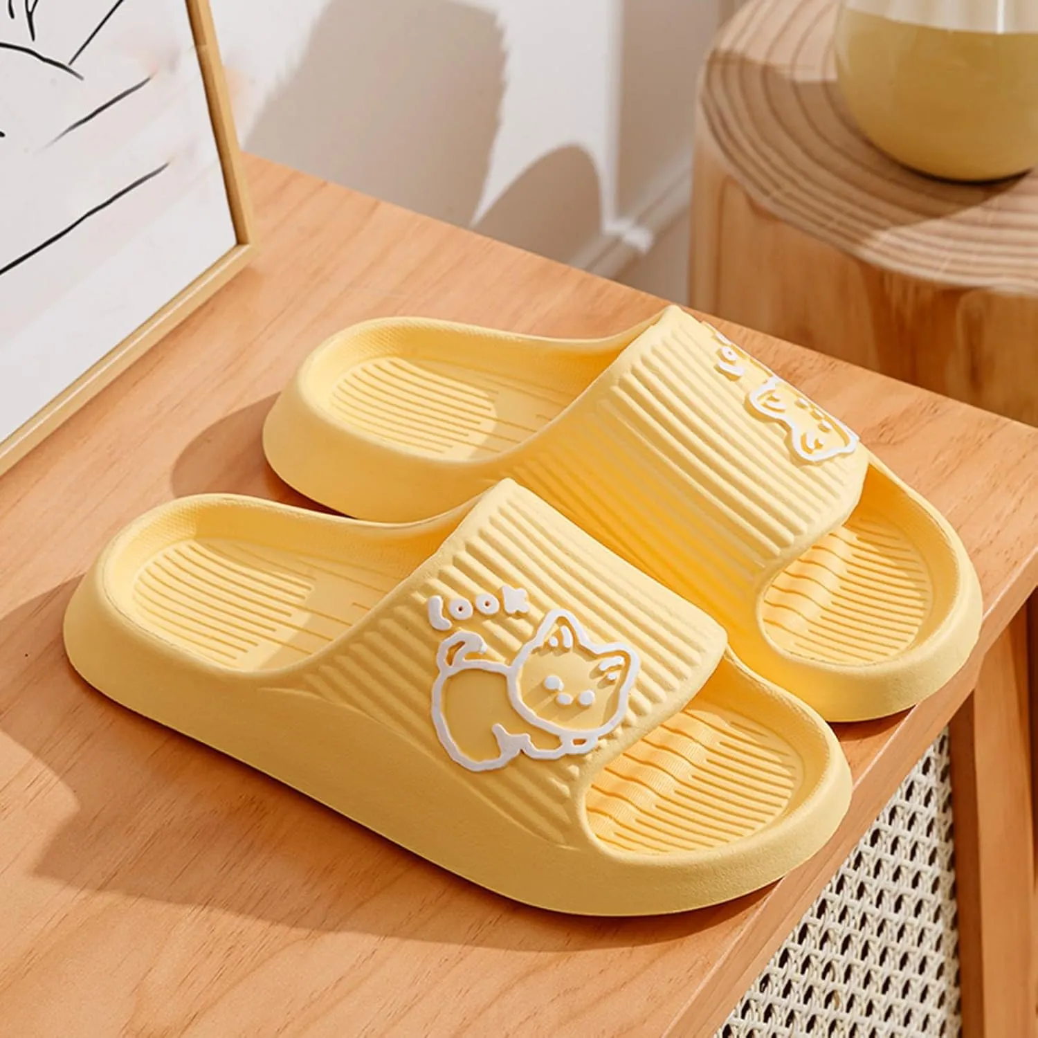 Pillow Slippers for Women and Men Shower Slides Non Slip Quick Drying Bathroom Ballerina Slippers Women