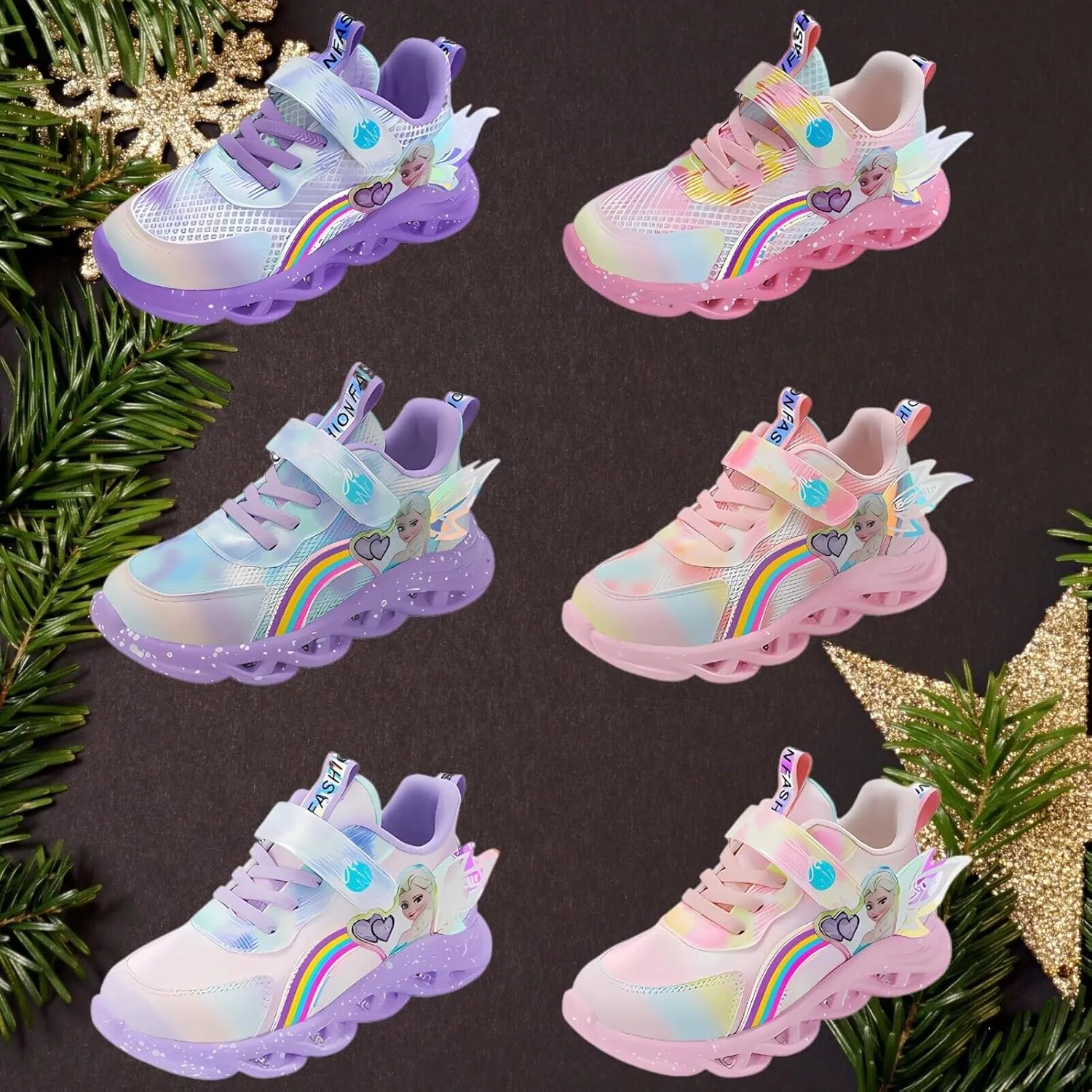 Princess Sneakers for Girls Light Up Shoes Zapatos para Nias Baby Toddler Shoes Birthday Tenis para Nias Xmas