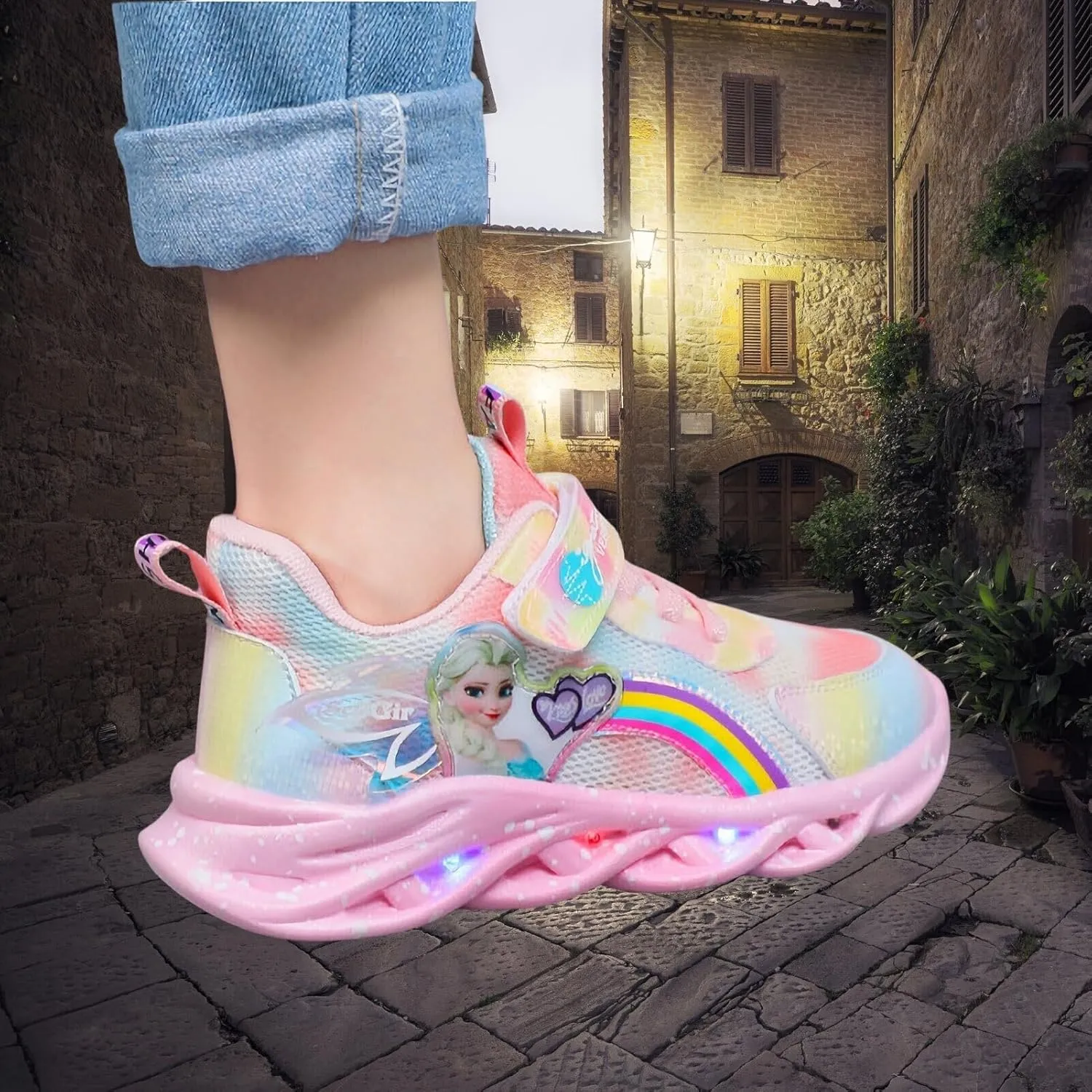 Princess Sneakers for Girls Light Up Shoes Zapatos para Nias Baby Toddler Shoes Birthday Tenis para Nias Xmas