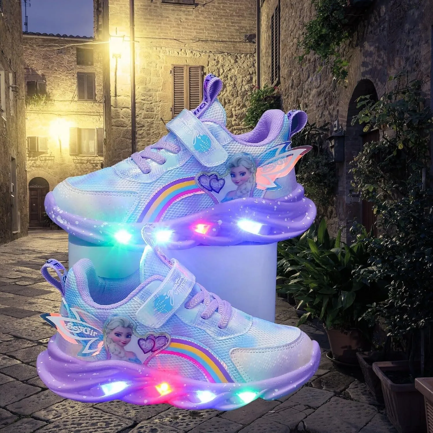 Princess Sneakers for Girls Light Up Shoes Zapatos para Nias Baby Toddler Shoes Birthday Tenis para Nias Xmas