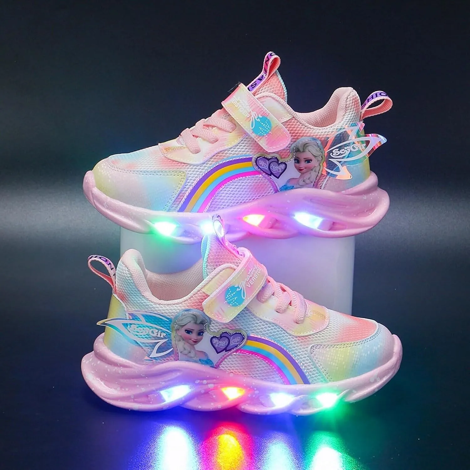 Princess Sneakers for Girls Light Up Shoes Zapatos para Nias Baby Toddler Shoes Birthday Tenis para Nias Xmas