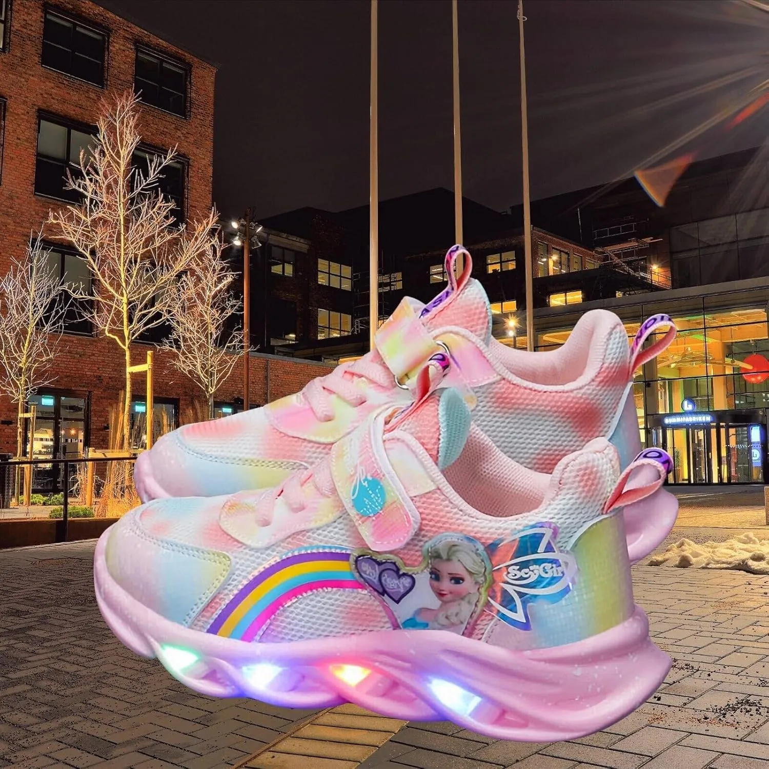 Princess Sneakers for Girls Light Up Shoes Zapatos para Nias Baby Toddler Shoes Birthday Tenis para Nias Xmas
