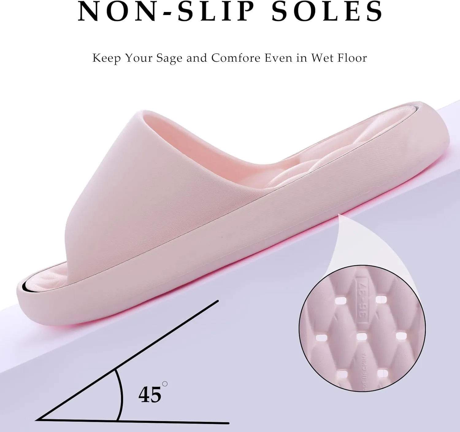 Quick Drying Shower Shoes Men Lightweight Shower Slippers with Drain Hole Soft Women Bathroom Slippers for Gym, Spa, Pool Anti-Slip Shower Shors Home Bathing Slipper Sandals