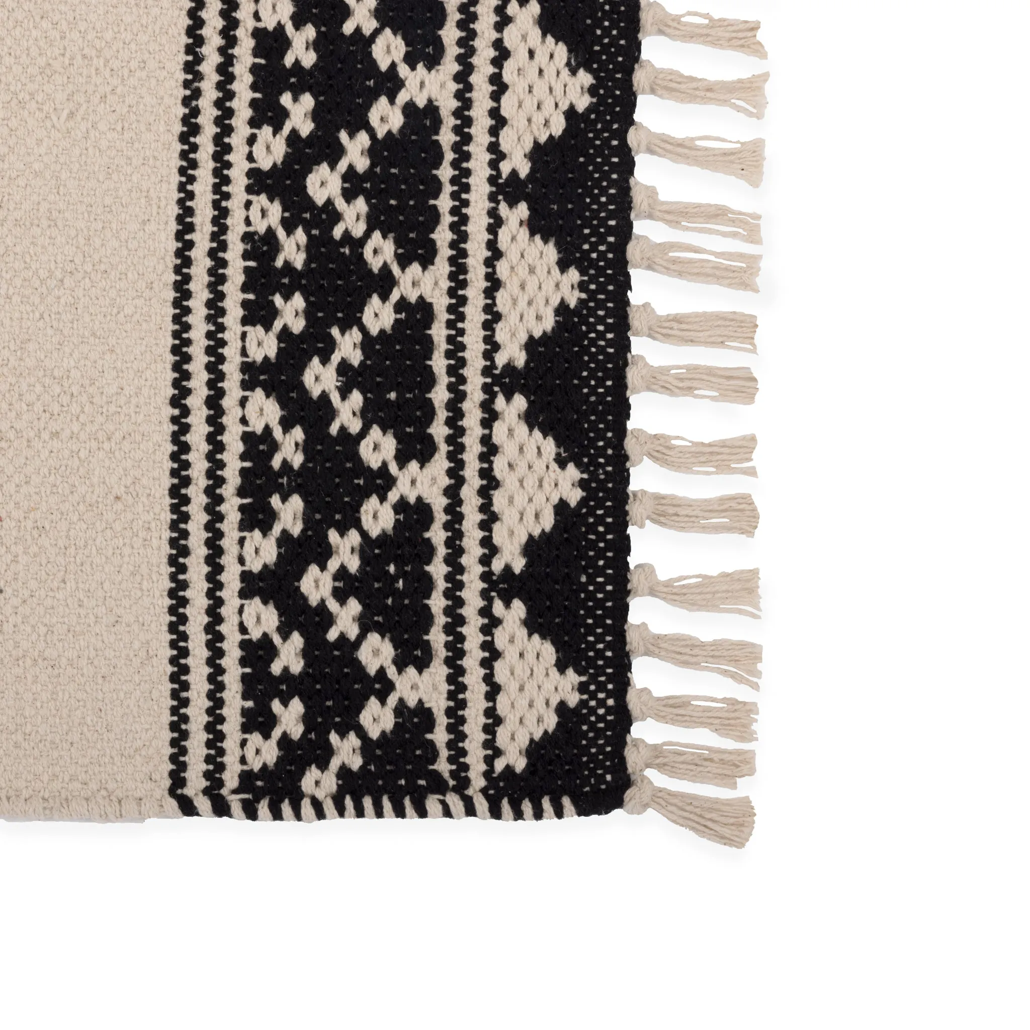  REDEARTH  Placemats-Hand Woven Exquisite Artisan Made Table Linen for Dining Table, Coffee Table, Console, Dresser; 100% Cotton (13"x20"; Ziggurat Obsession Black) Set of 6