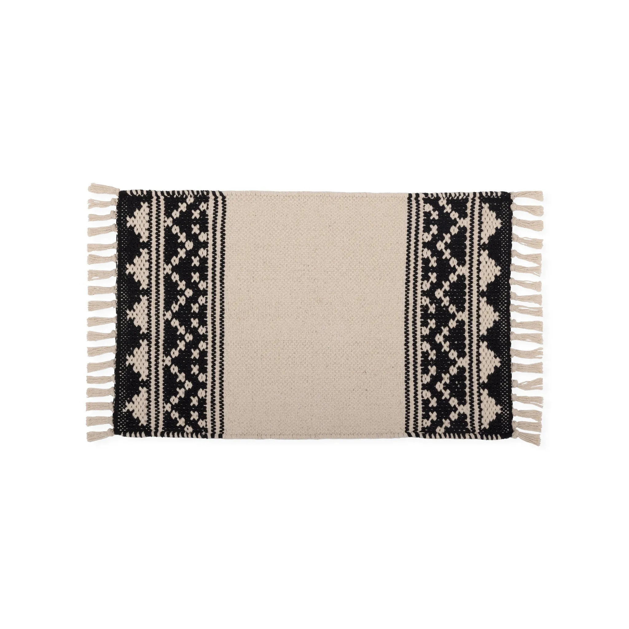  REDEARTH  Placemats-Hand Woven Exquisite Artisan Made Table Linen for Dining Table, Coffee Table, Console, Dresser; 100% Cotton (13"x20"; Ziggurat Obsession Black) Set of 6