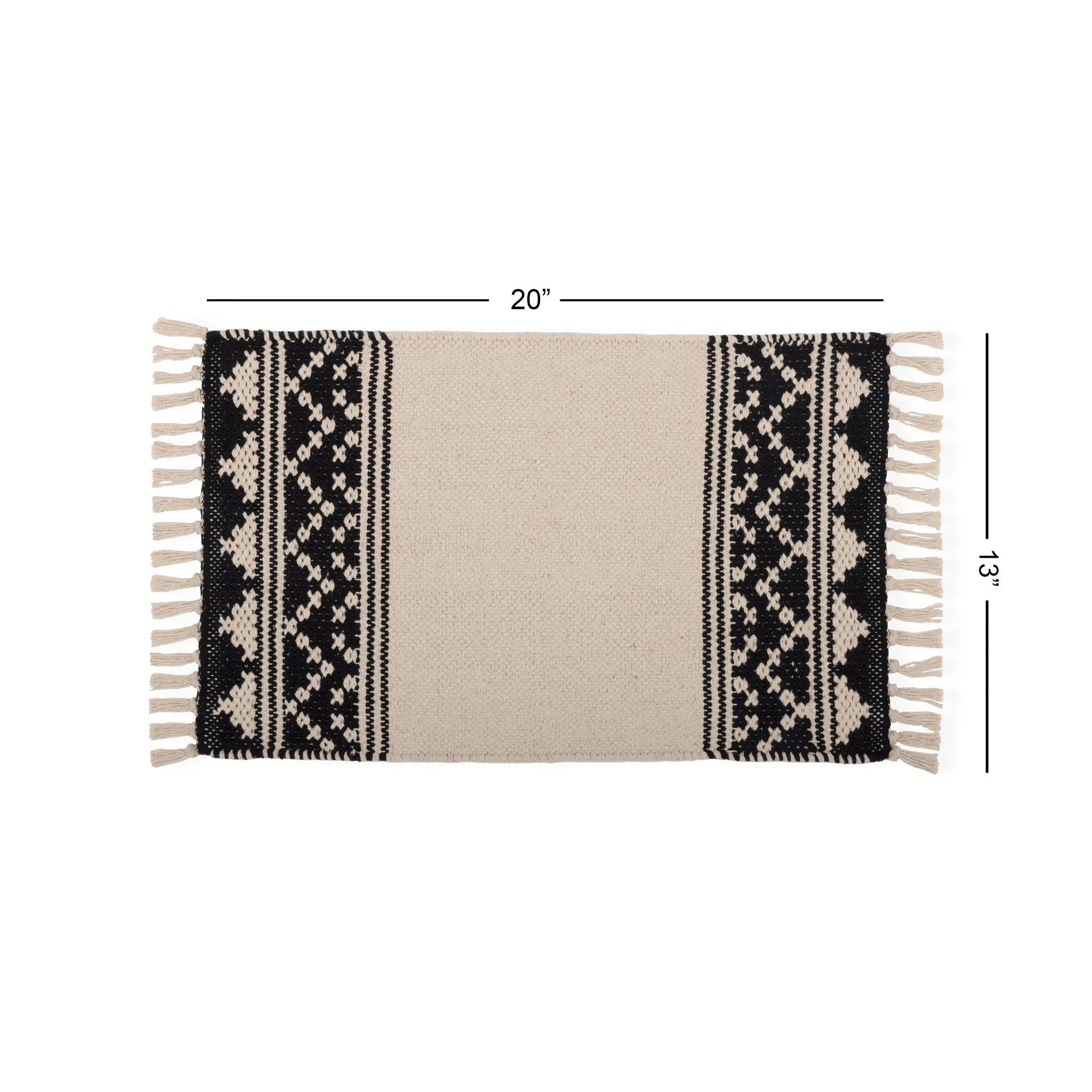 REDEARTH  Placemats-Hand Woven Exquisite Artisan Made Table Linen for Dining Table, Coffee Table, Console, Dresser; 100% Cotton (13"x20"; Ziggurat Obsession Black) Set of 6