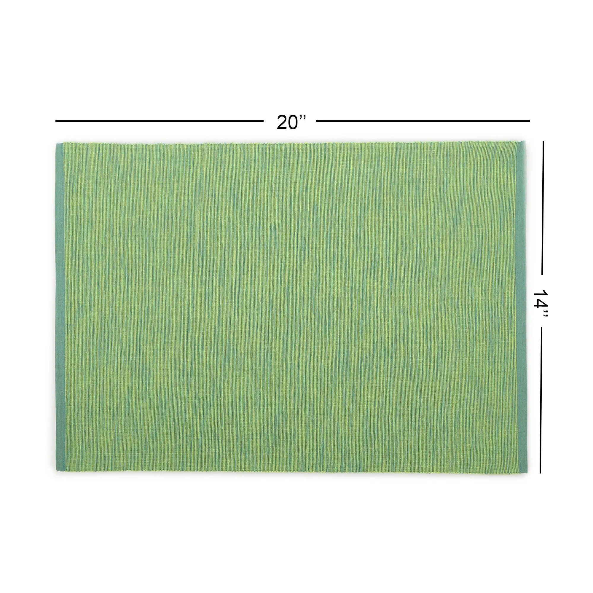  REDEARTH  Placemats-Two Tone Ribbed Woven Table Linen for Square, Round, Rectangle Dining Table, Coffee Table, Console, Dresser; 100% Cotton (14x20"; Green) Set of 6