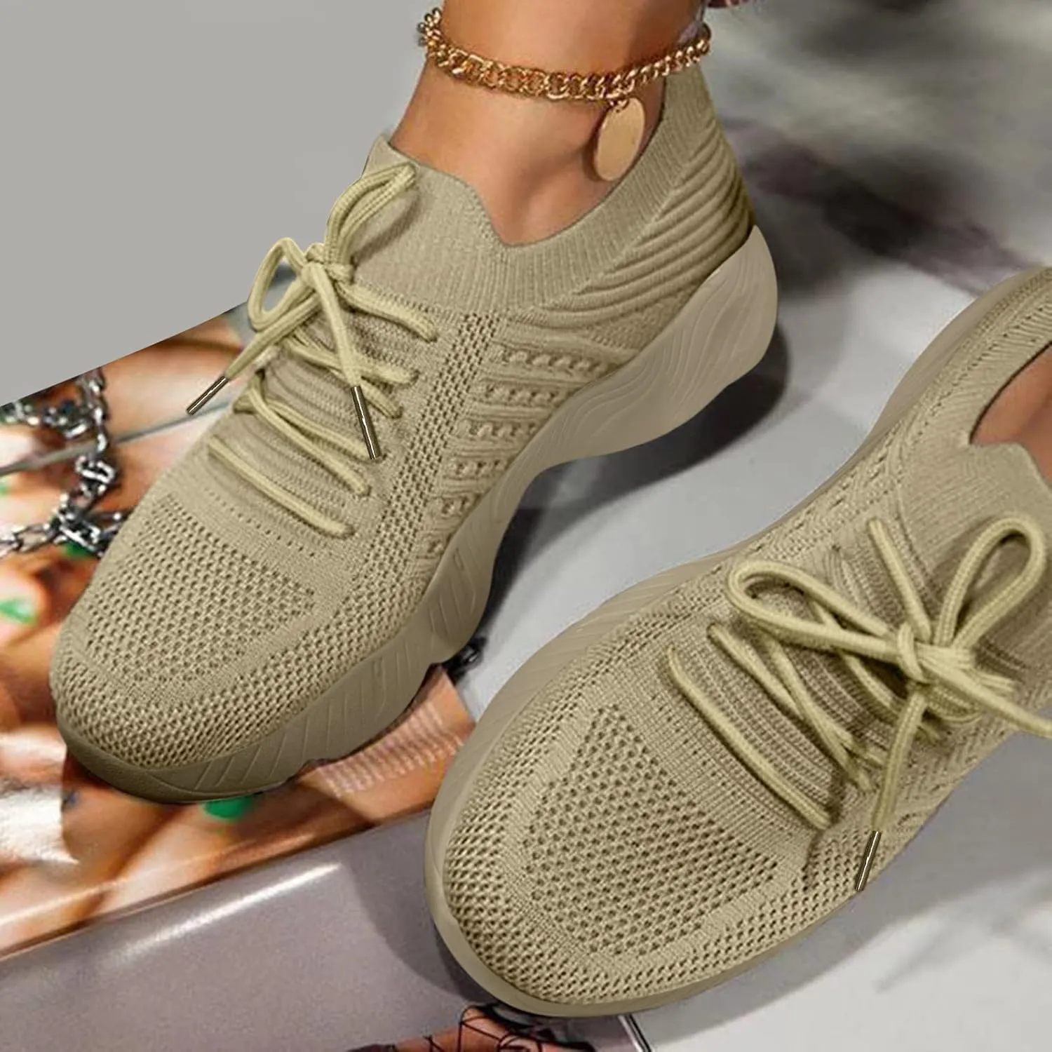 Running Shoes for Women,Women's Fashion Sneakers Slip On Closed Toe Walking Shoes Breathable Athletic Running Sneaker