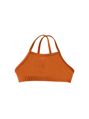 Second Skin | Shimmer ~ Ruffle-Trimmed Swimsuit Top (Kids) - Peruvian Amber