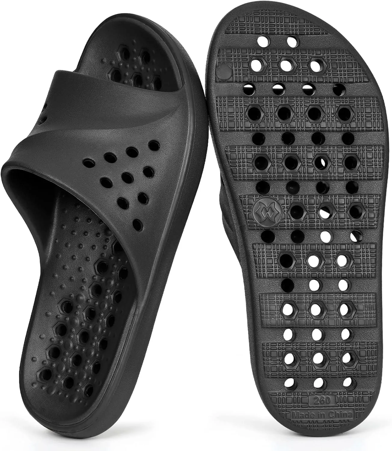 Shower Shoes for Womens Mens Massage Pool Slides with Arch Support Quick Drying Beach Sandals Non Slip Summer Bathroom House Slippers with Drain Holes