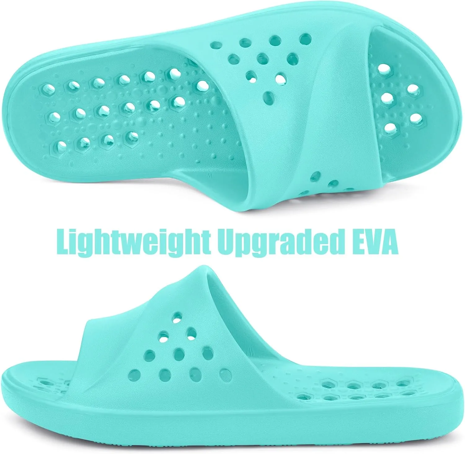Shower Shoes for Womens Mens Massage Pool Slides with Arch Support Quick Drying Beach Sandals Non Slip Summer Bathroom House Slippers with Drain Holes