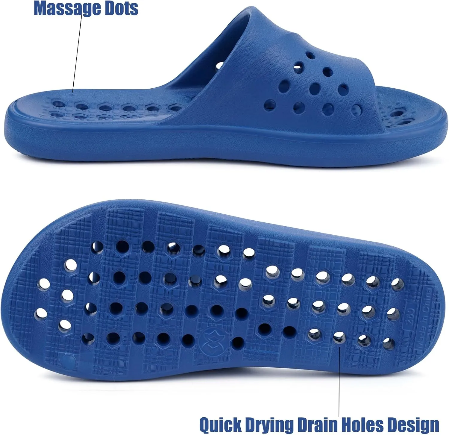 Shower Shoes for Womens Mens Massage Pool Slides with Arch Support Quick Drying Beach Sandals Non Slip Summer Bathroom House Slippers with Drain Holes