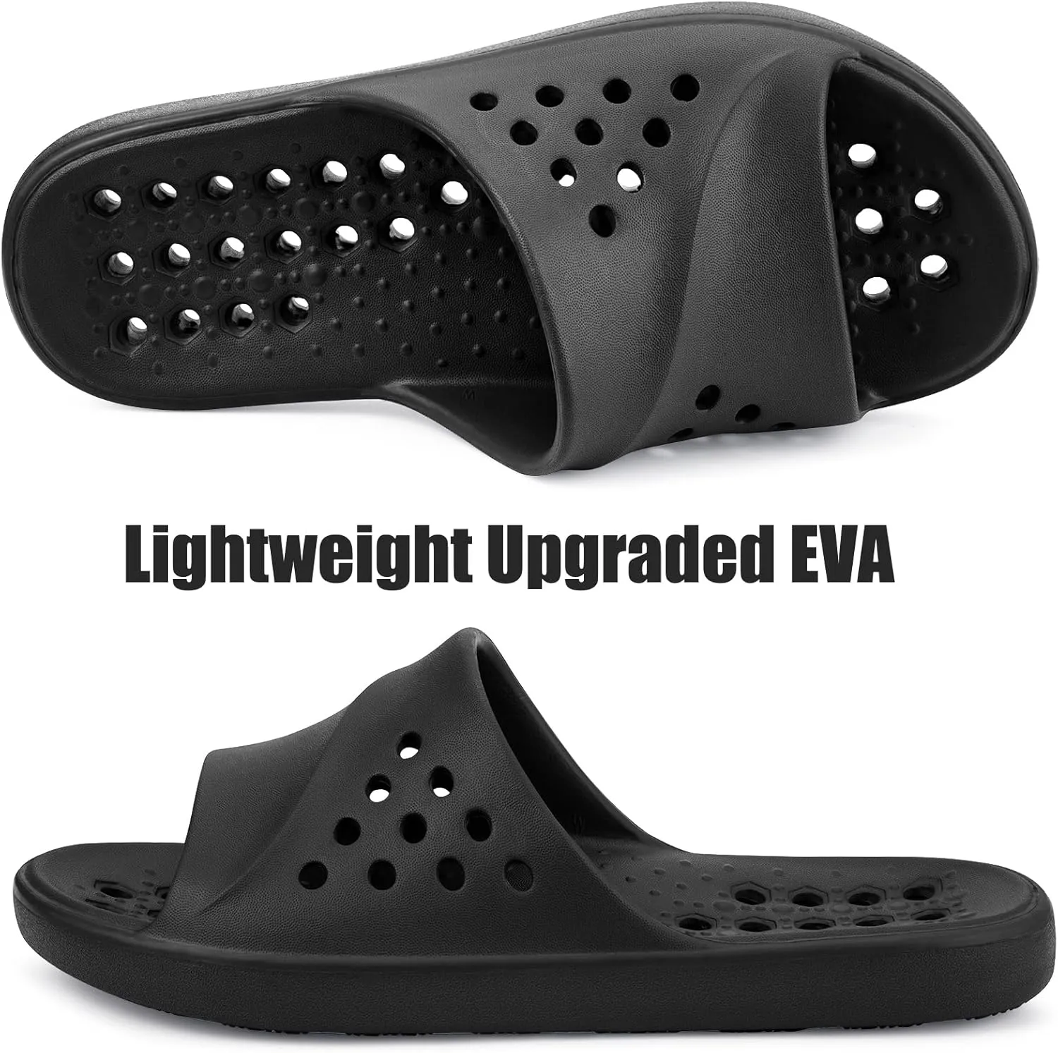 Shower Shoes for Womens Mens Massage Pool Slides with Arch Support Quick Drying Beach Sandals Non Slip Summer Bathroom House Slippers with Drain Holes