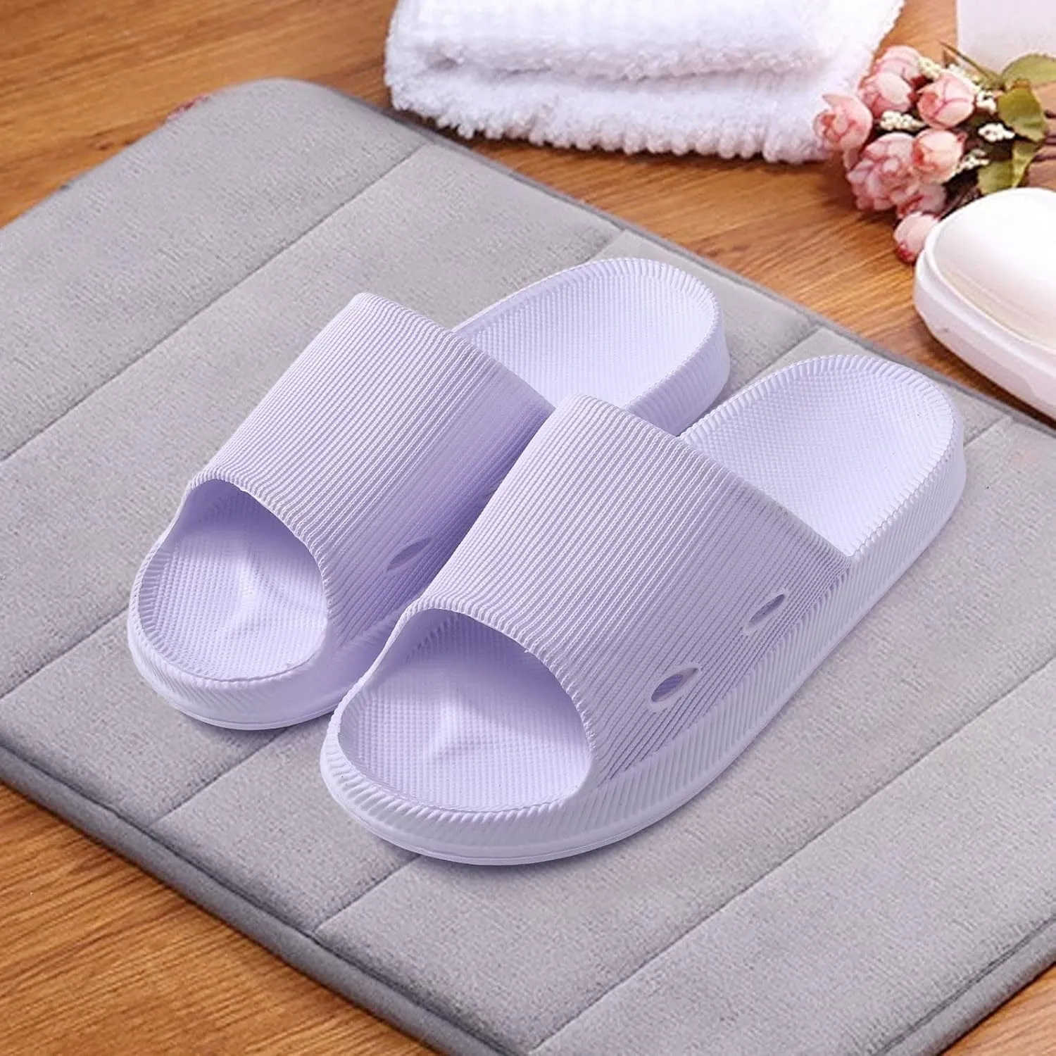 Slides for Men Slides for Women Mens Slippers Shower Shoes Women Spa Ultimate Comfort Drainage Hole Slippers