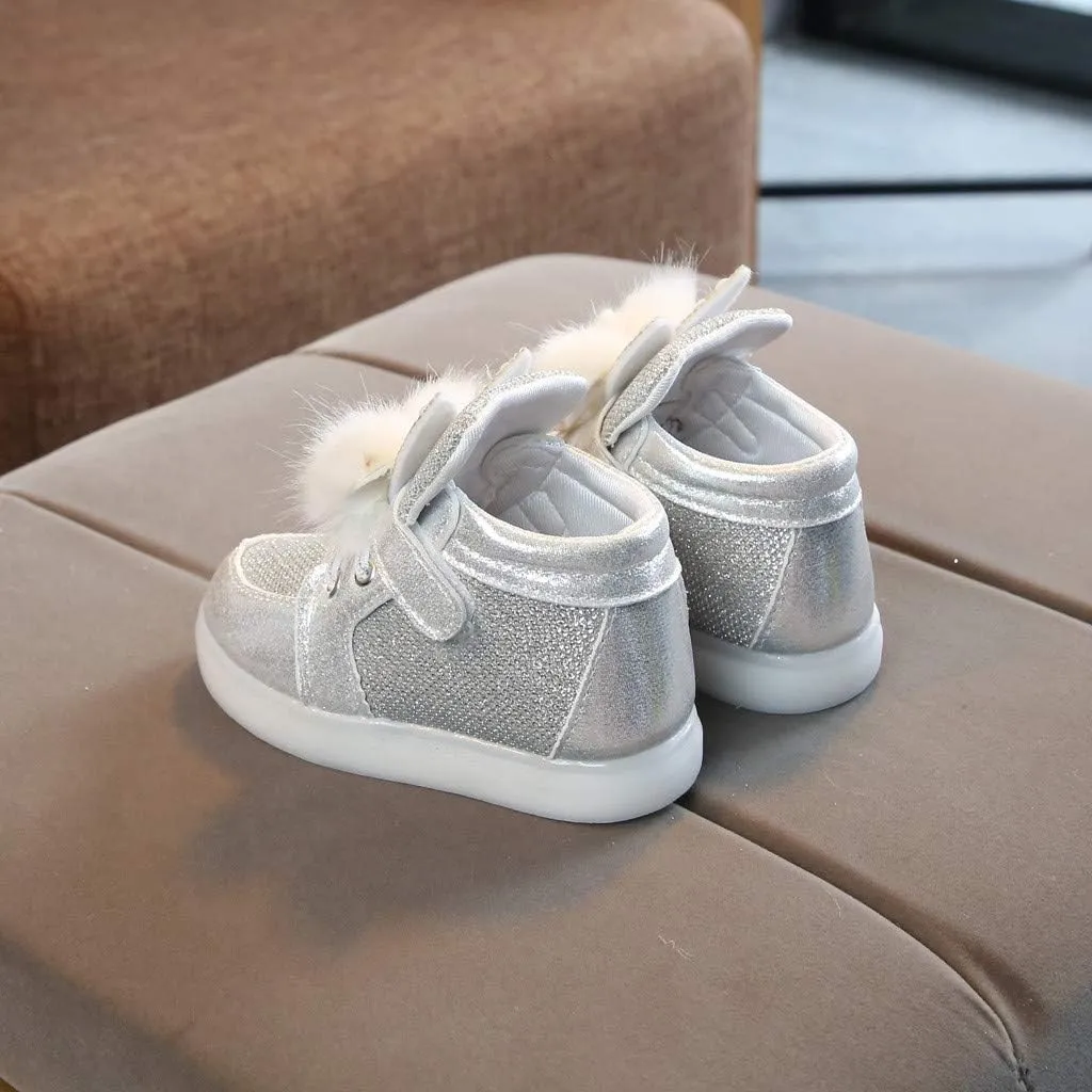 Toddler Baby Girls ??artoon Rabbit Luminous Sport Shoes Fashion Cute High Top Light Up Casual Walking Sneakers
