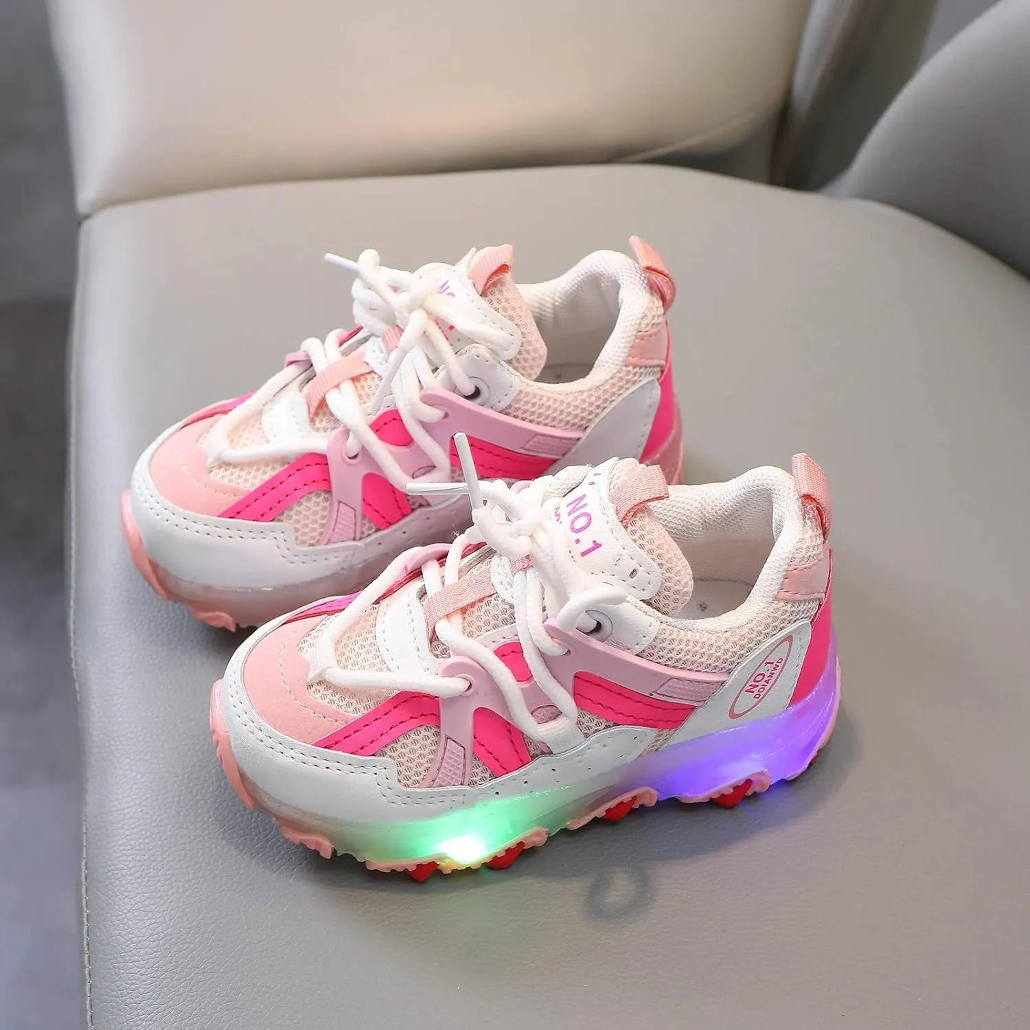 Toddler Baby Sports Shoes Boys Girls Led Light Sneakers Breathable Running Sports Soft Soled Luminous Shoes