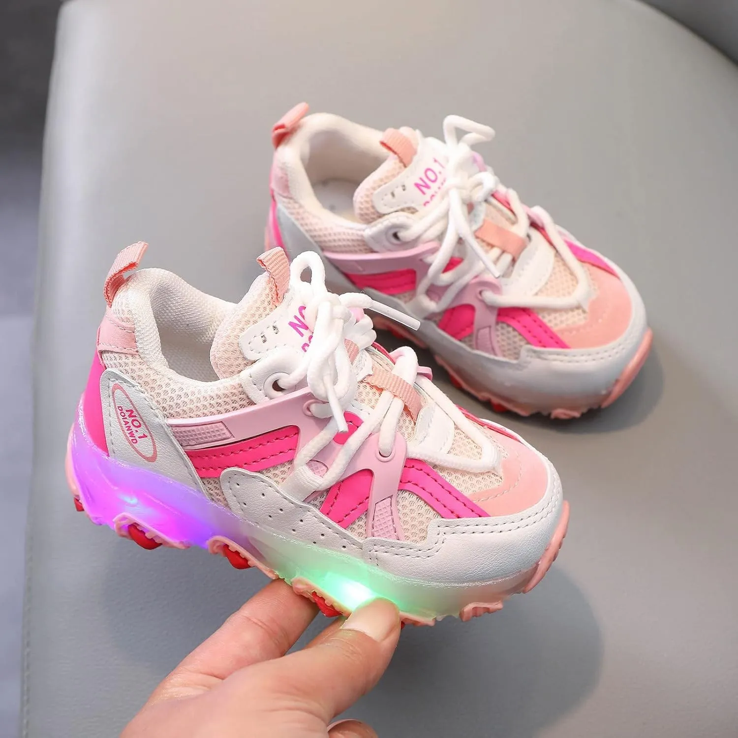 Toddler Baby Sports Shoes Boys Girls Led Light Sneakers Breathable Running Sports Soft Soled Luminous Shoes