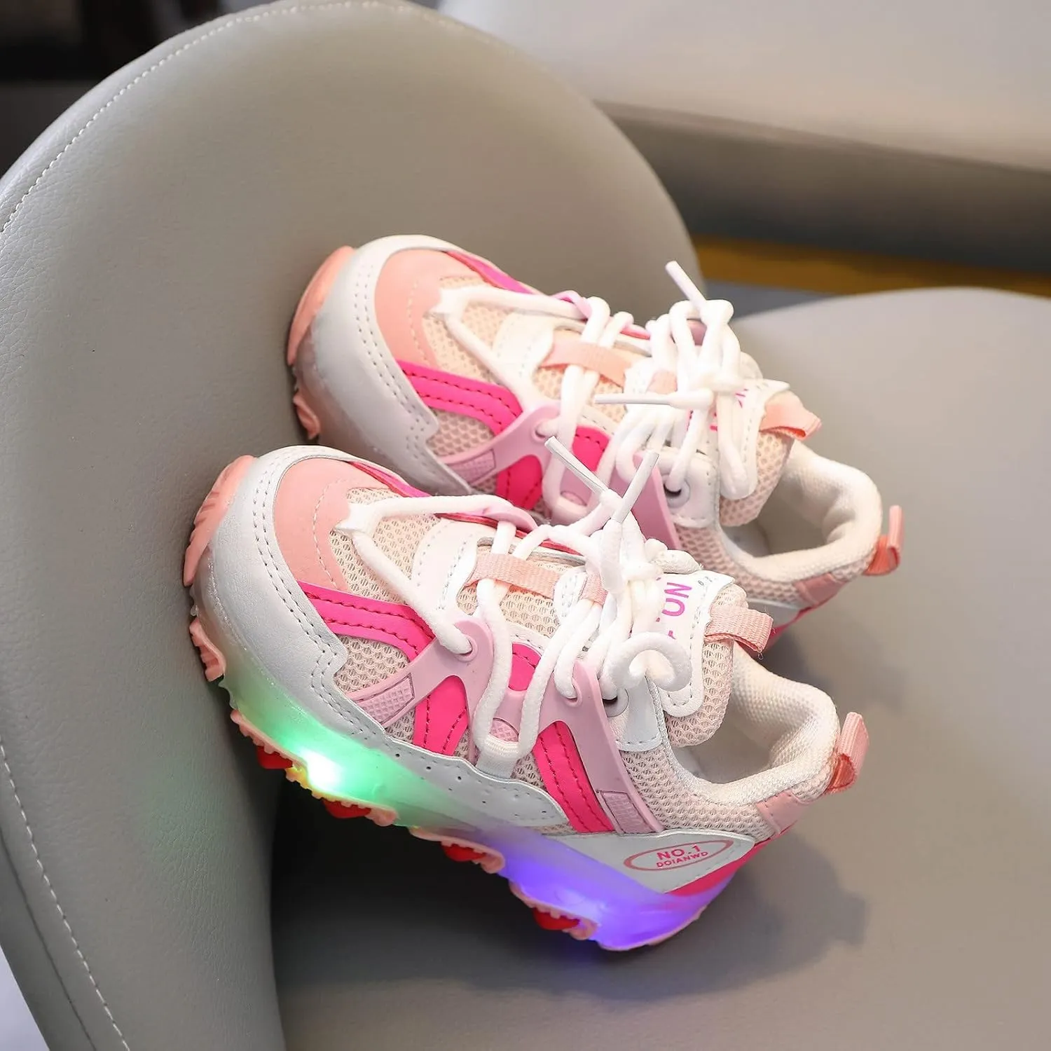 Toddler Baby Sports Shoes Boys Girls Led Light Sneakers Breathable Running Sports Soft Soled Luminous Shoes