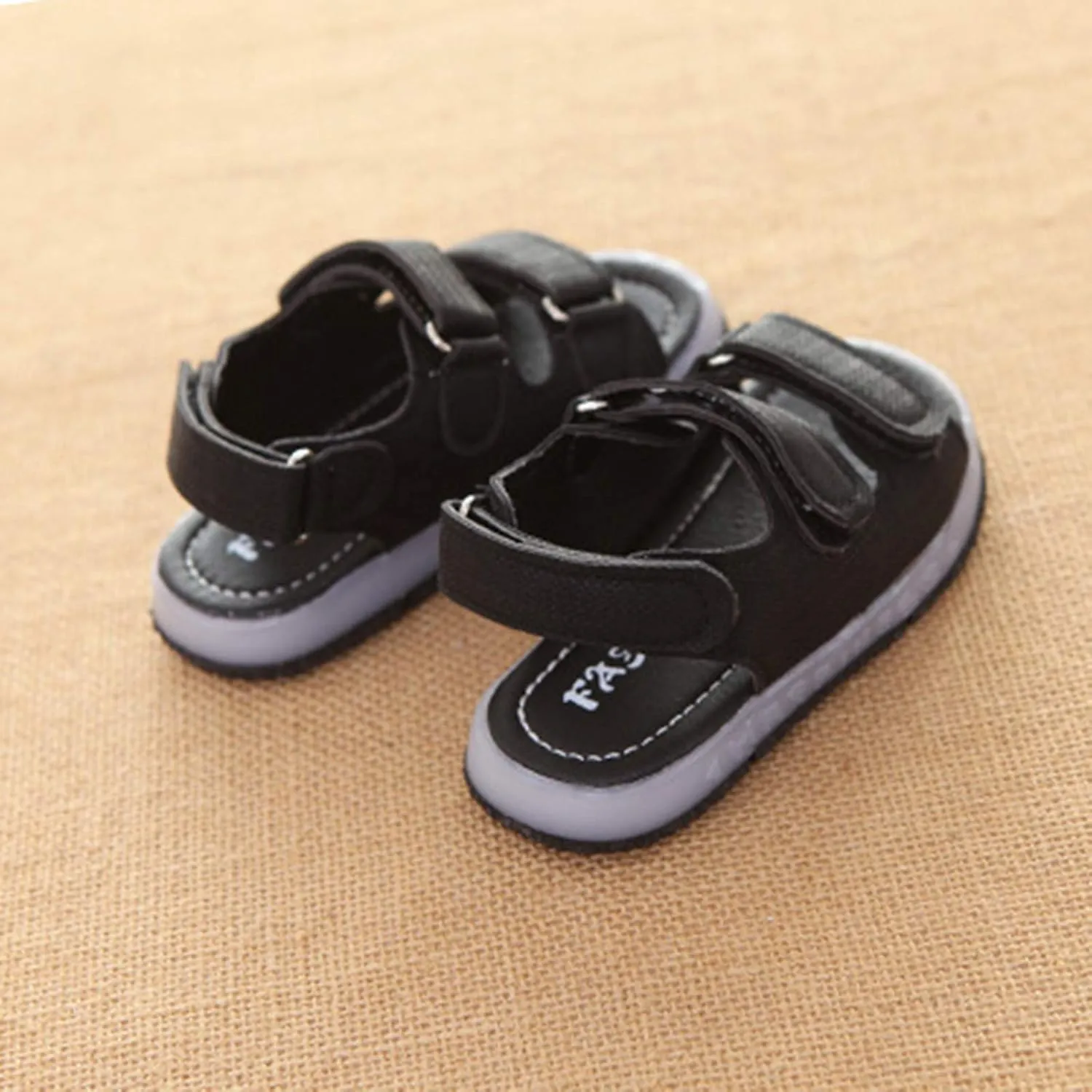 Toddler Dress Shoes Girls Toddler Kids Summer Girls Sandals Sport Shoes LED Baby Boys Luminous Baby (Black, 18-24Months)