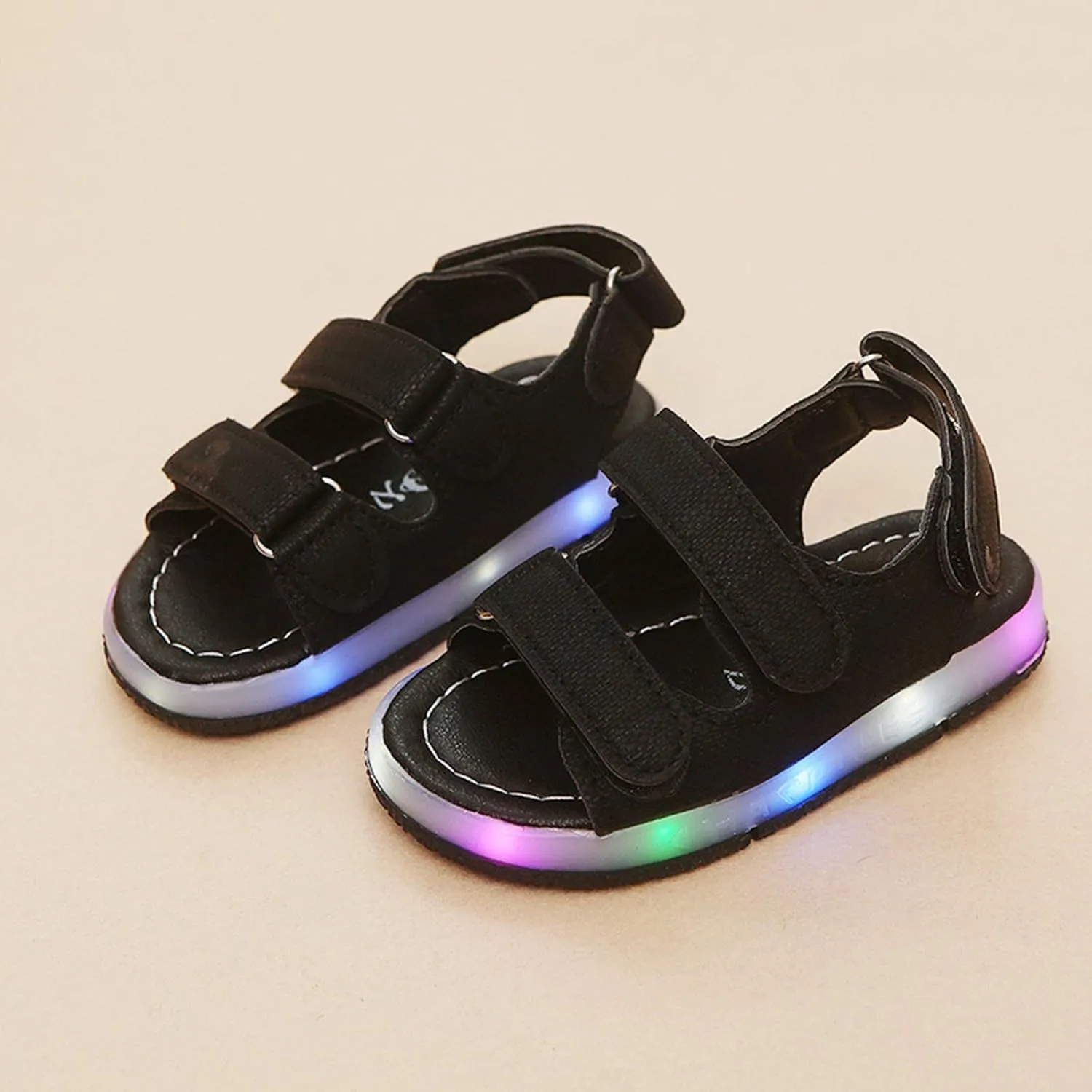 Toddler Dress Shoes Girls Toddler Kids Summer Girls Sandals Sport Shoes LED Baby Boys Luminous Baby (Black, 18-24Months)