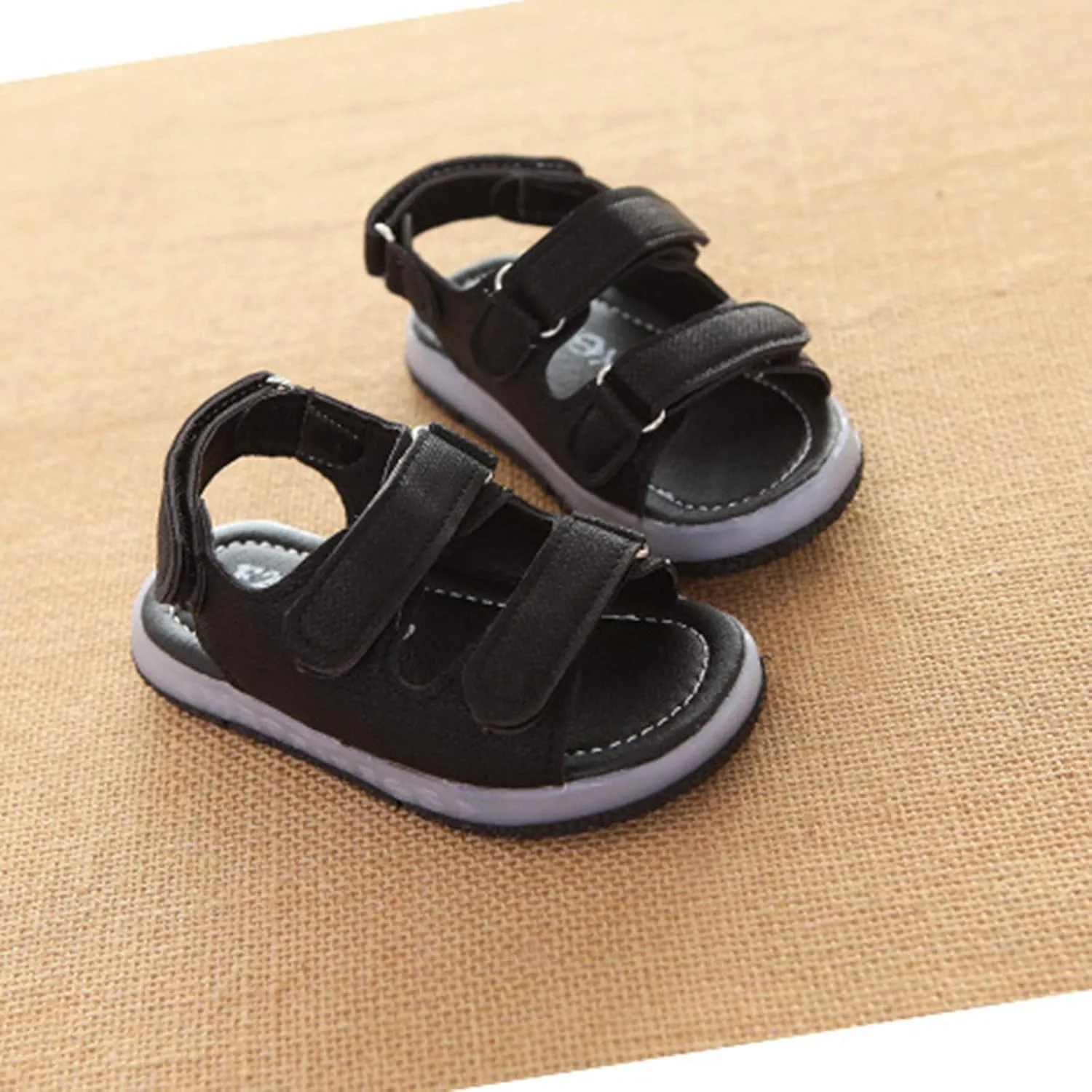Toddler Dress Shoes Girls Toddler Kids Summer Girls Sandals Sport Shoes LED Baby Boys Luminous Baby (Black, 18-24Months)