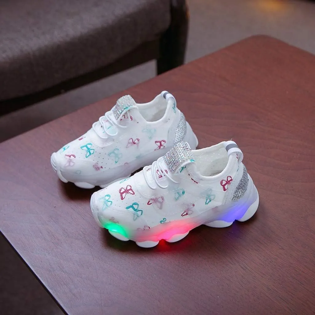 Toddler Girl Shoes Children Kid Run Sport Crystal Girls Luminous Baby Shoes Led Baby Shoes Gift