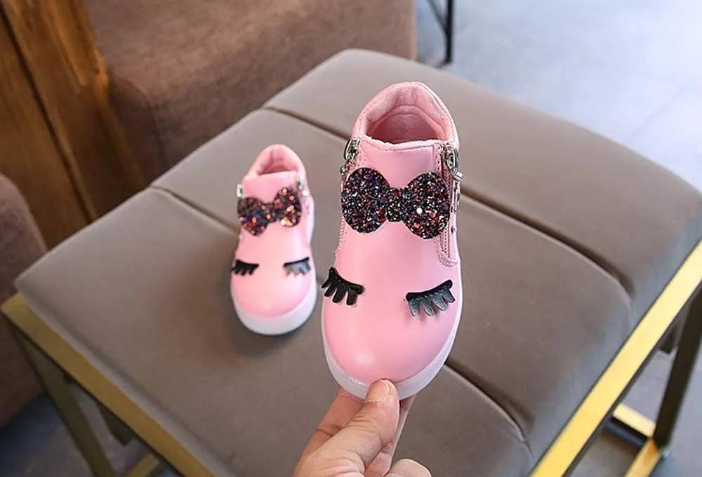 Toddler Kids Girls Baby LED Sport Baby Infant Bowknot Boots Shoes Crystal Luminous Shoes Fashion Party Sandals