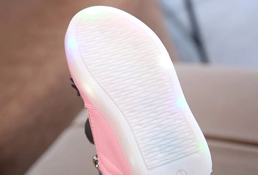 Toddler Kids Girls Baby LED Sport Baby Infant Bowknot Boots Shoes Crystal Luminous Shoes Fashion Party Sandals
