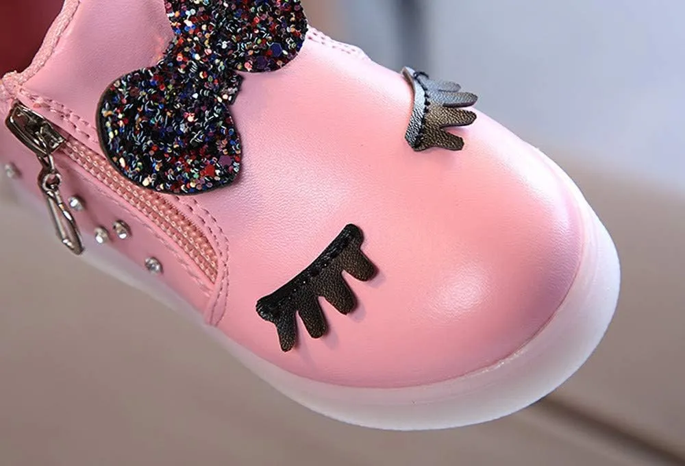Toddler Kids Girls Baby LED Sport Baby Infant Bowknot Boots Shoes Crystal Luminous Shoes Fashion Party Sandals