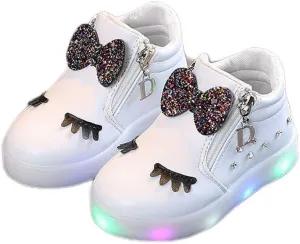 Toddler Kids Girls Baby LED Sport Baby Infant Bowknot Boots Shoes Crystal Luminous Shoes Fashion Party Sandals