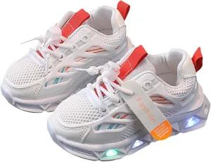 Toddler LED Light Sneakers Boys Girls Adjustable Strap Luminous Running Shoes Mesh Breathable Slip Baby Walking Shoes