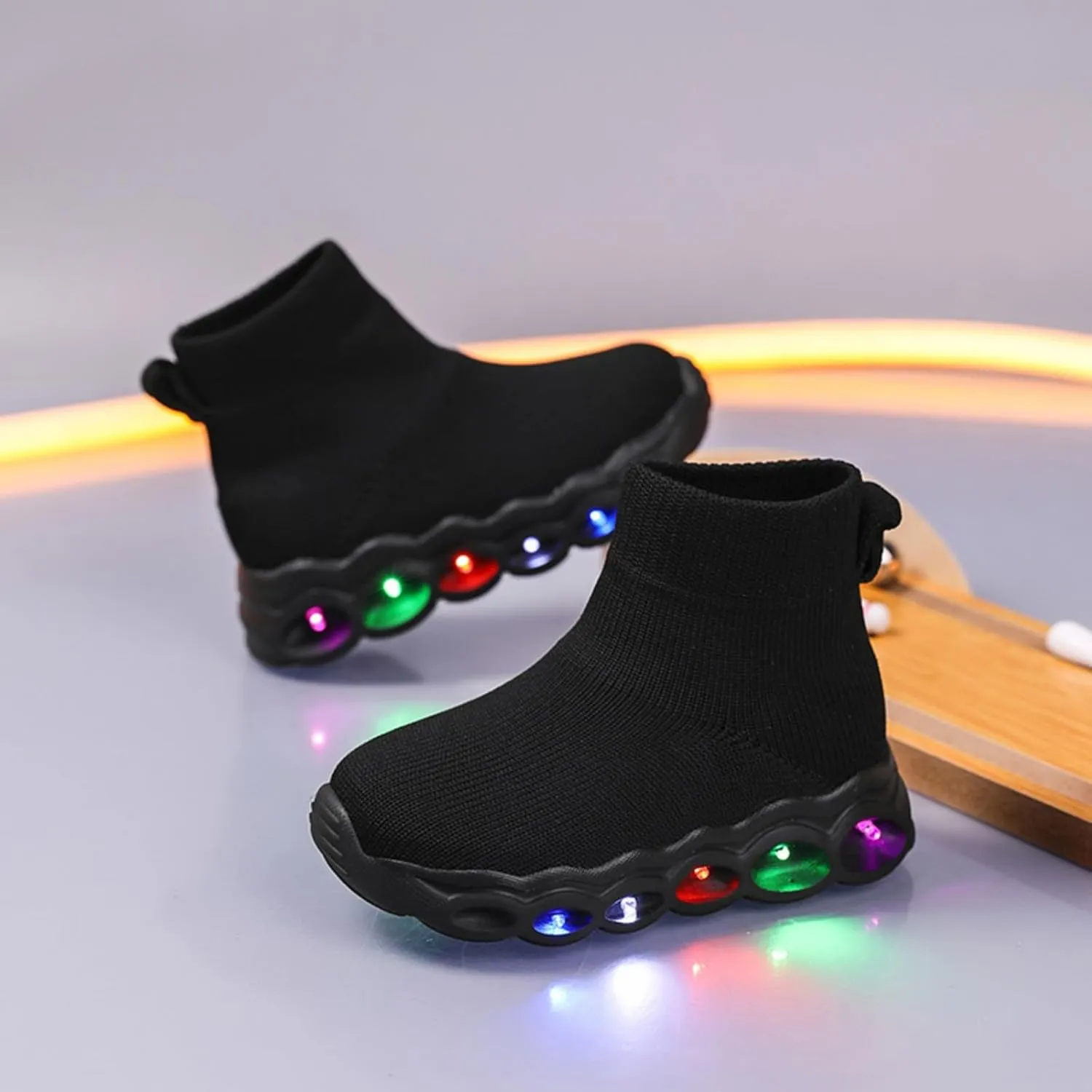 Toddler Little Kids Light Up Led Shoes Breathable The First Walking Slip On Luminous Tennis Boys Girls