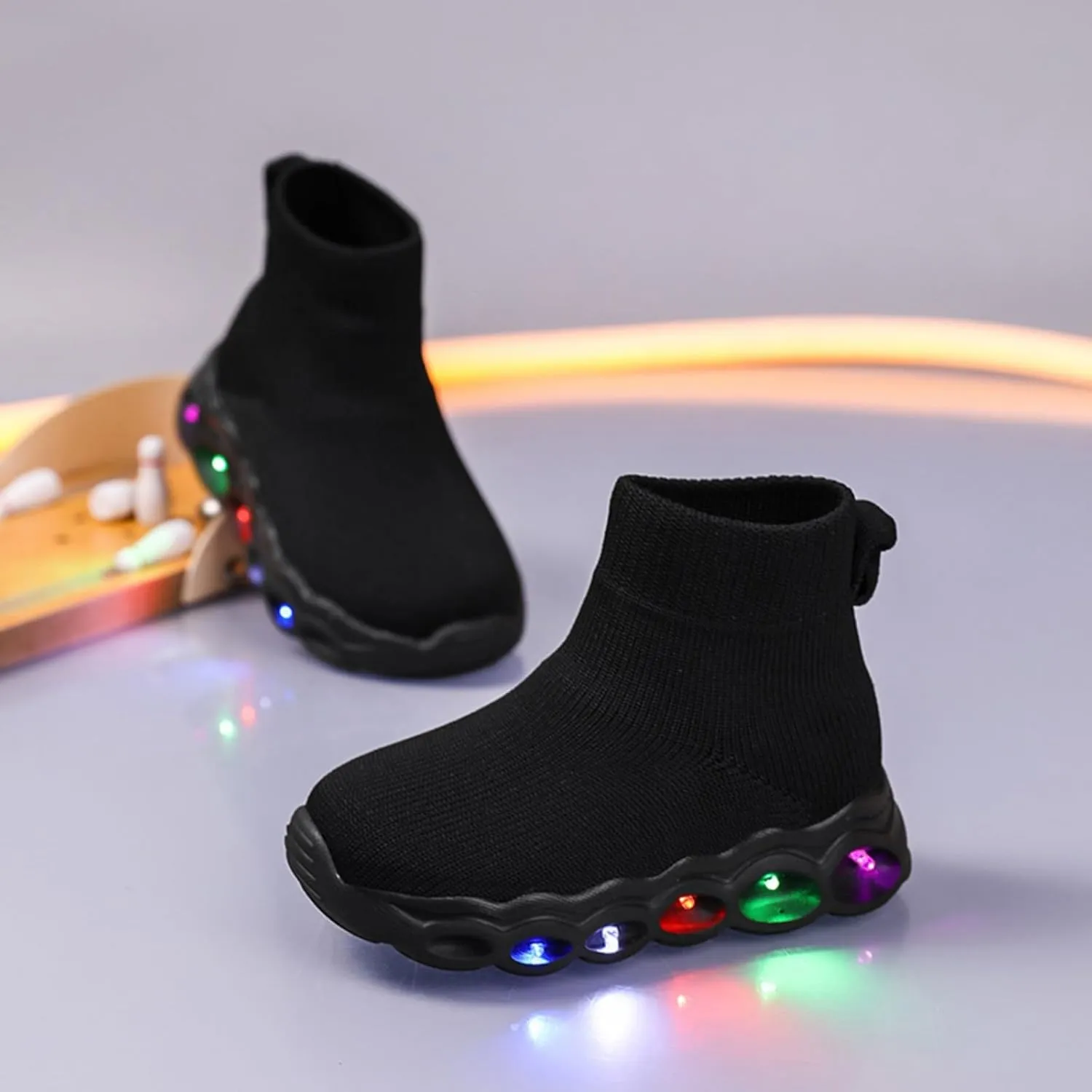 Toddler Little Kids Light Up Led Shoes Breathable The First Walking Slip On Luminous Tennis Boys Girls