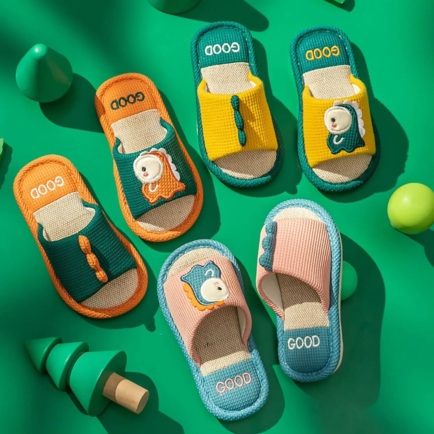 Toddler Shoes Girls Open Toe Home Slippers Cute Dinosaur House Slippers Kids Cotton Lined Winter Flat Shoes for Boys