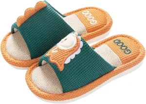 Toddler Shoes Girls Open Toe Home Slippers Cute Dinosaur House Slippers Kids Cotton Lined Winter Flat Shoes for Boys