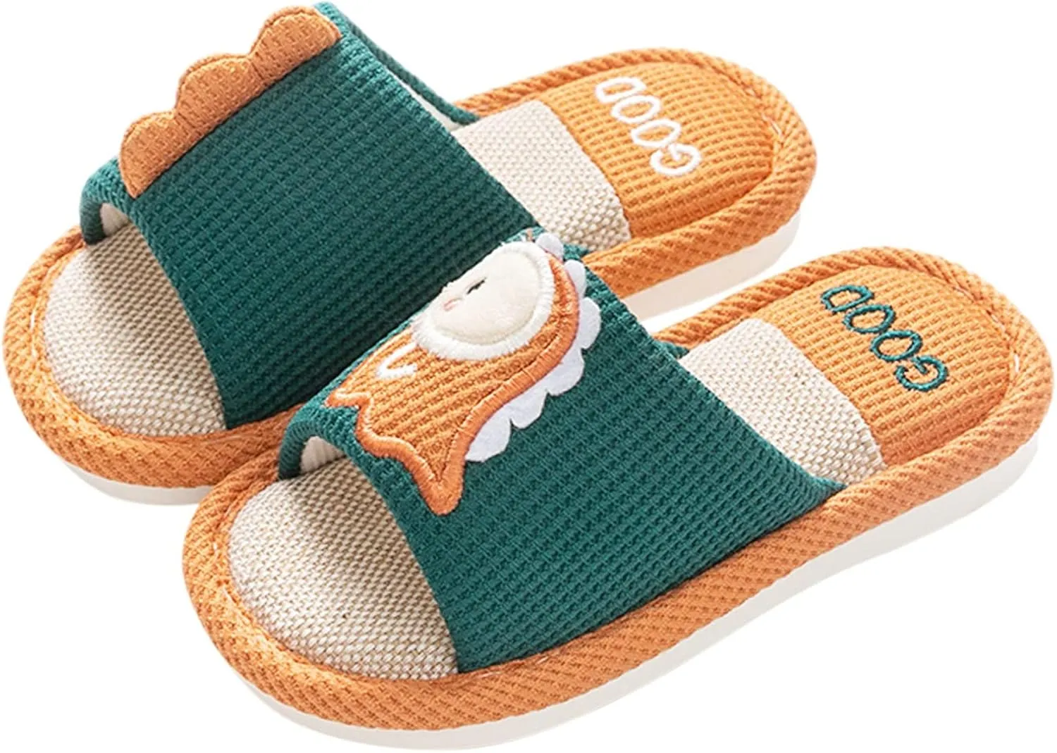Toddler Shoes Girls Open Toe Home Slippers Cute Dinosaur House Slippers Kids Cotton Lined Winter Flat Shoes for Boys