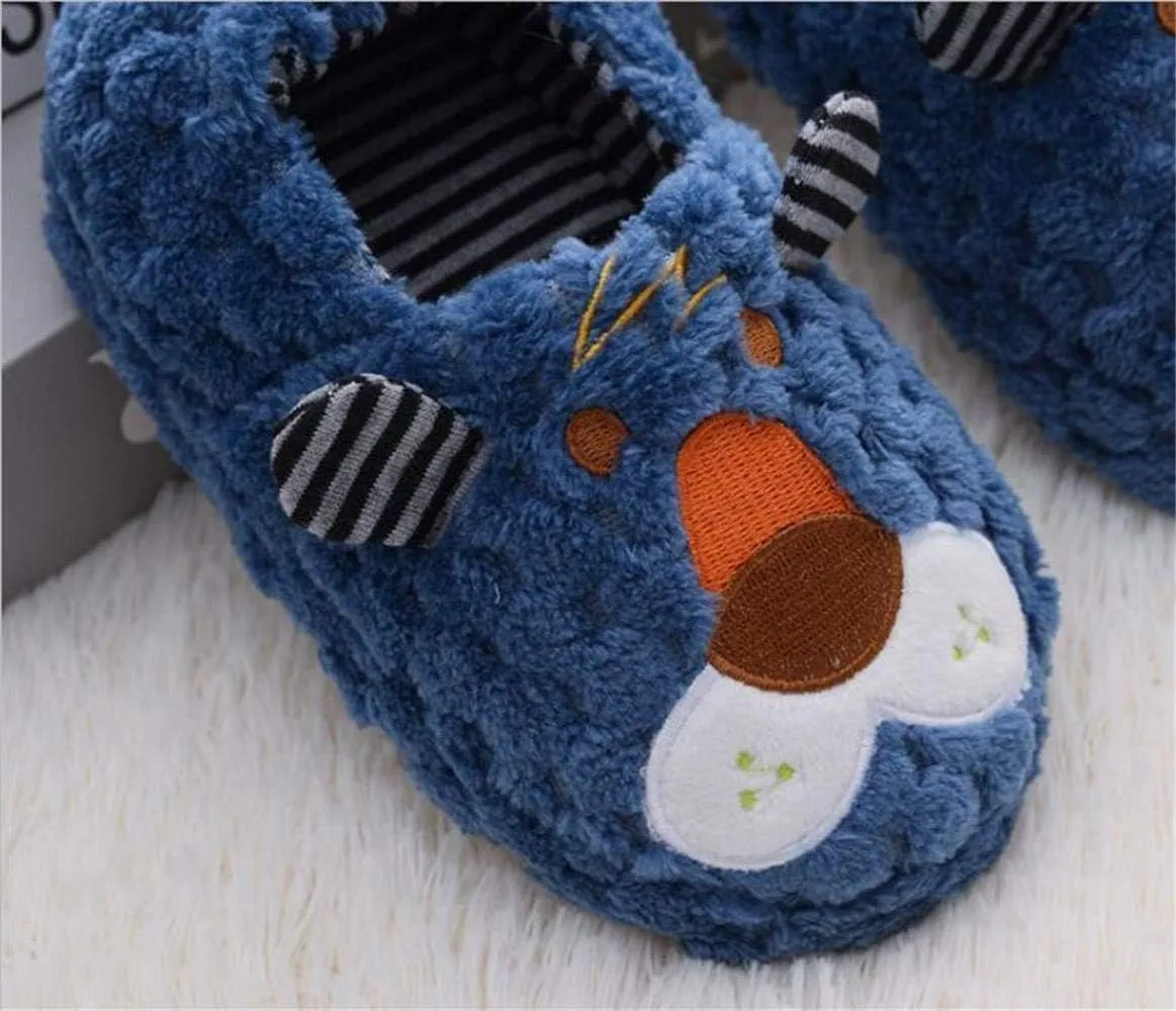 Toddlers Cute Cartoon House Slippers Boys Girls Warm Fuzzy Indoor Bedroom Shoes