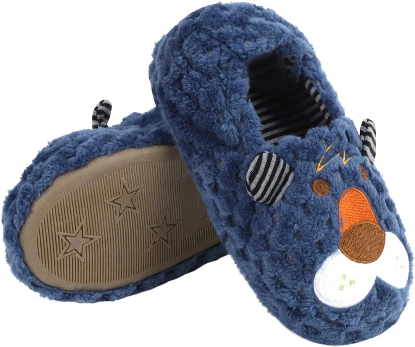 Toddlers Cute Cartoon House Slippers Boys Girls Warm Fuzzy Indoor Bedroom Shoes
