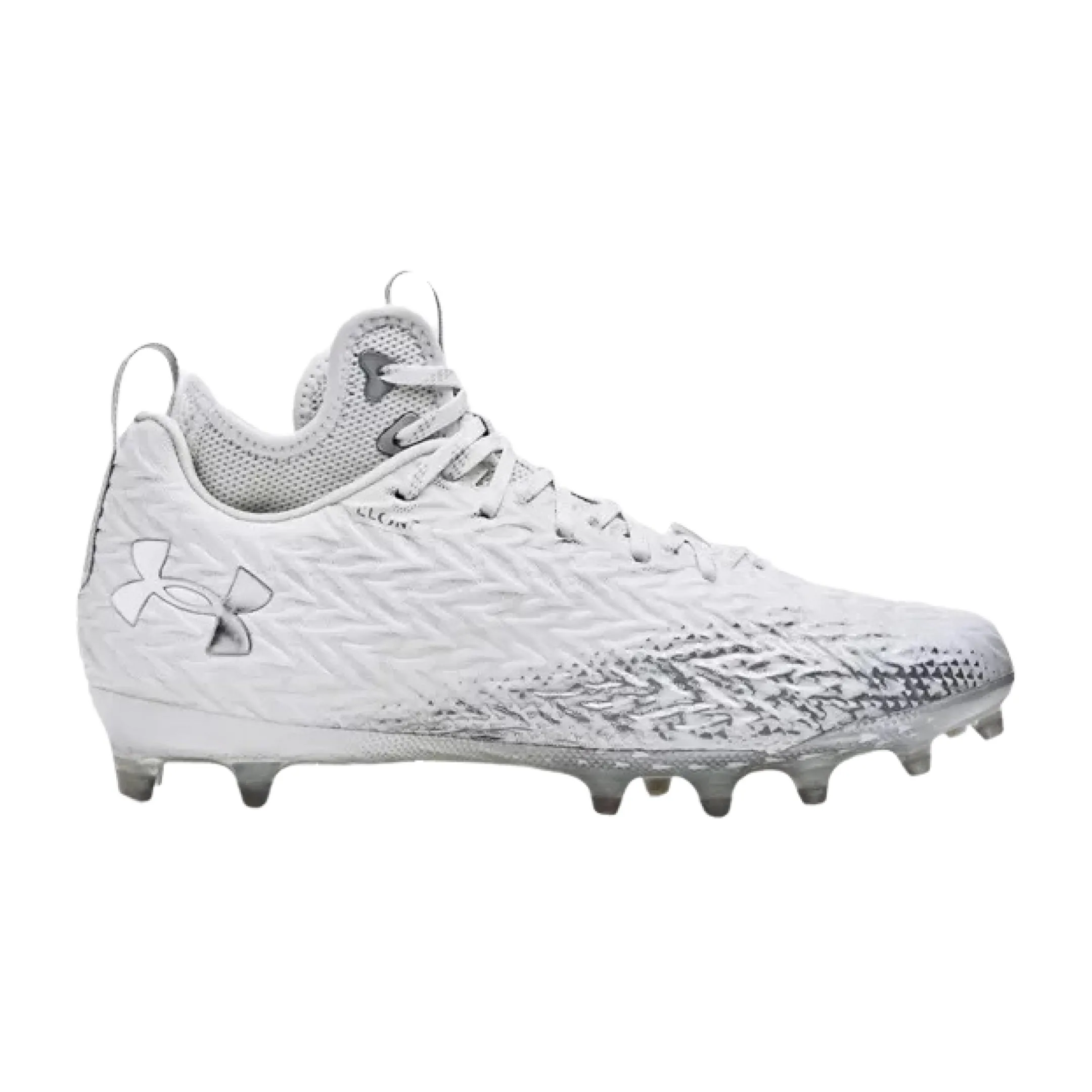 Under Armour Mens Spotlight Clone 3.0 Football Cleats - White/Metallic