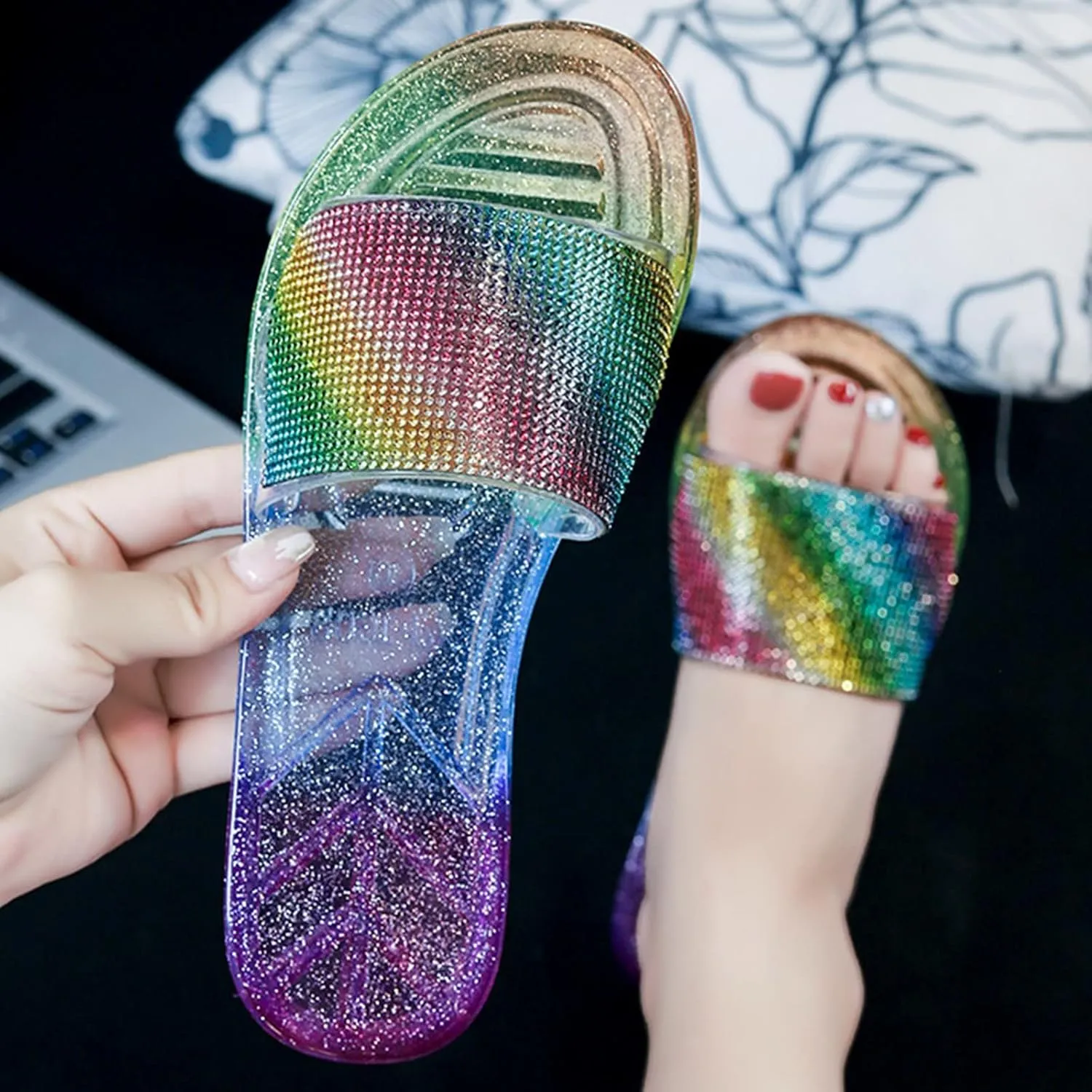 Women's Soft Flat Soled Sandal Non Slip Quick Drying Shower Slides Slim Sandals Women's Fashion Slippers