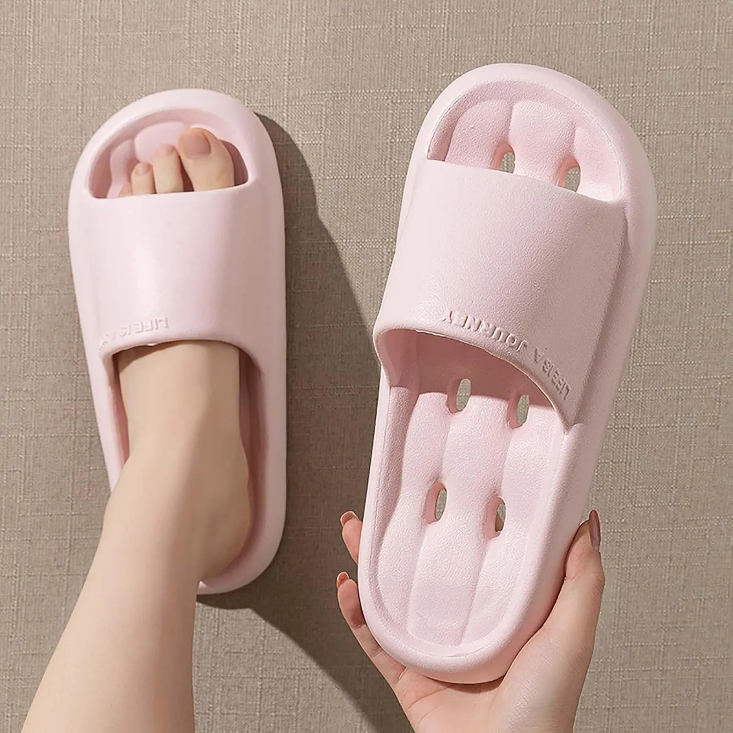 Women's Summer Beach Slides Sandals Non Slip Quick Drying Shower Slides Slim Sandals Women's Pillow Slippers